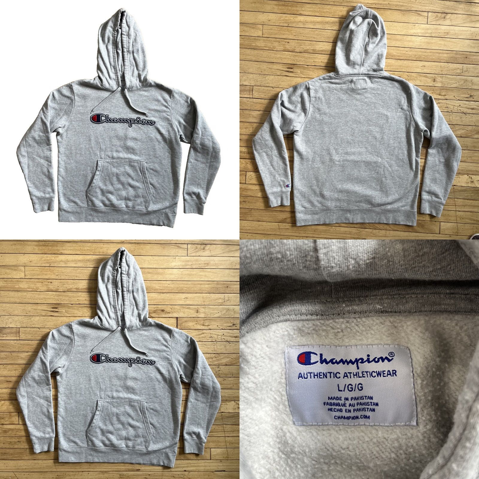 Champion CHAMPION Hoodie Men L Gray Embroidered Logo Hooded Pullover Active Sports Streetwear Size US L / EU 52-54 / 3 - 9 Thumbnail