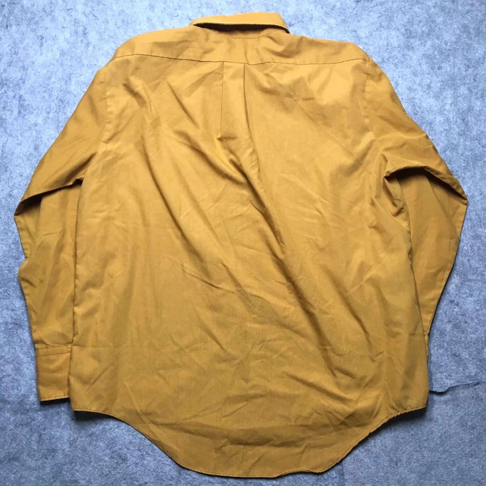 Vintage VTG Towncraft Dress Shirt Mens XL 17.5 Yellow Penn-Prest 70s Button Up Penneys Size 46R - 5 Thumbnail