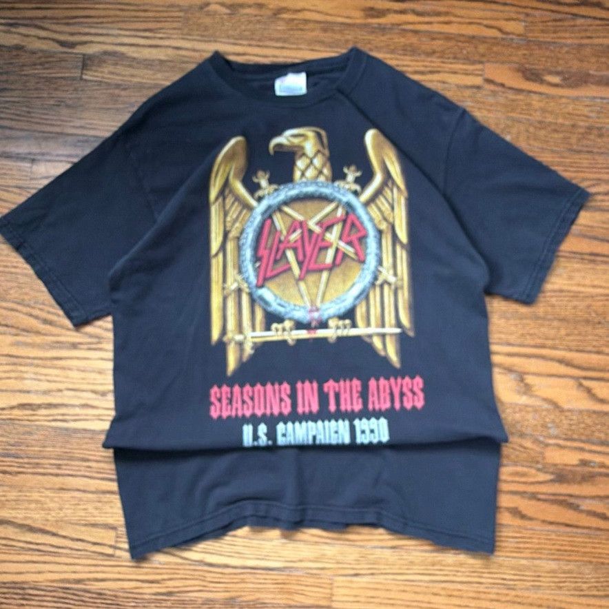 Japanese Brand Slayer 'Seasons in the Abyss' 1990 Tour Tee Vintage Band Size US M / EU 48-50 / 2 - 1 Thumbnail