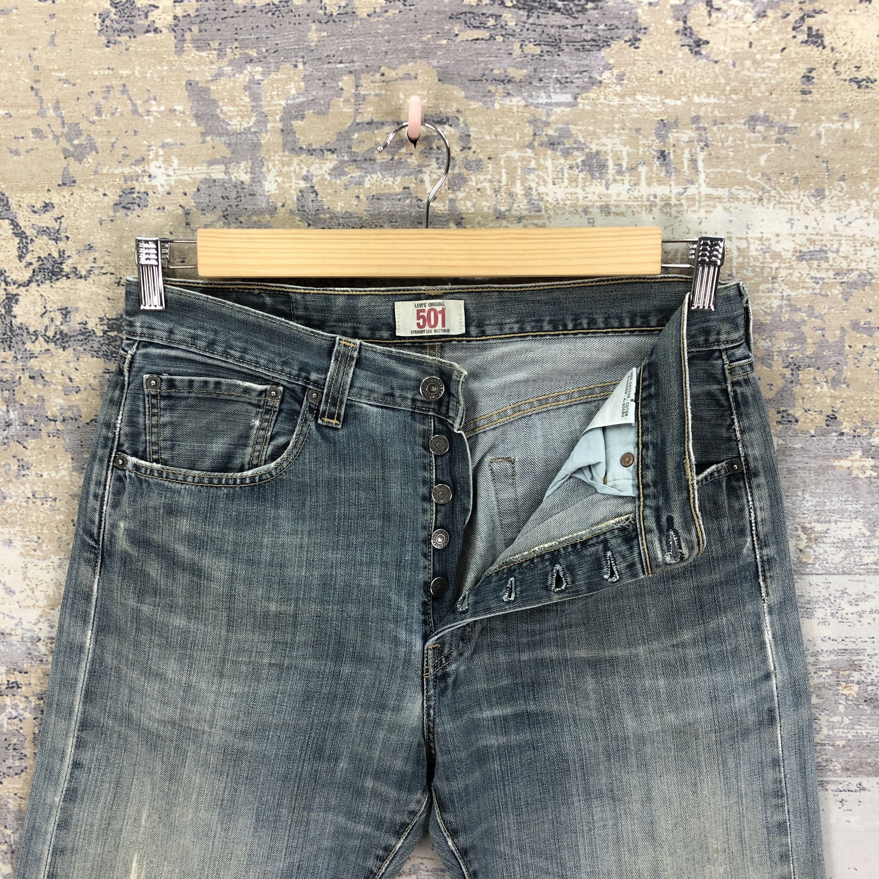 Levi's Vintage Y2K Levis 501 Faded Jeans Levi's Ripped Wash Denim Size US 30 / EU 46 - 6 Thumbnail