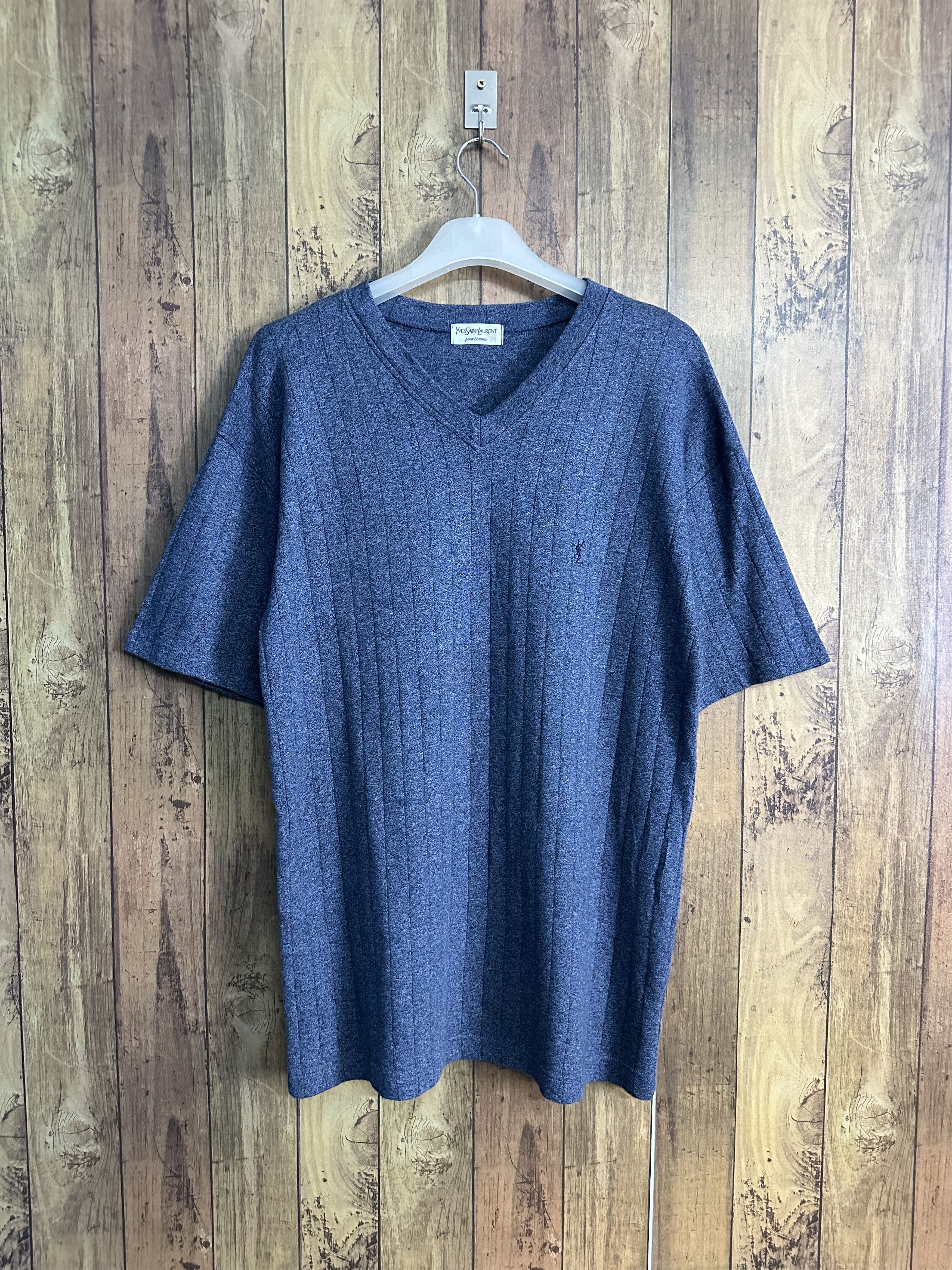 Vintage Vintage YSL Pour Homme Vneck Shirt A339 Size US S / EU 44-46 / 1 - 1 Thumbnail