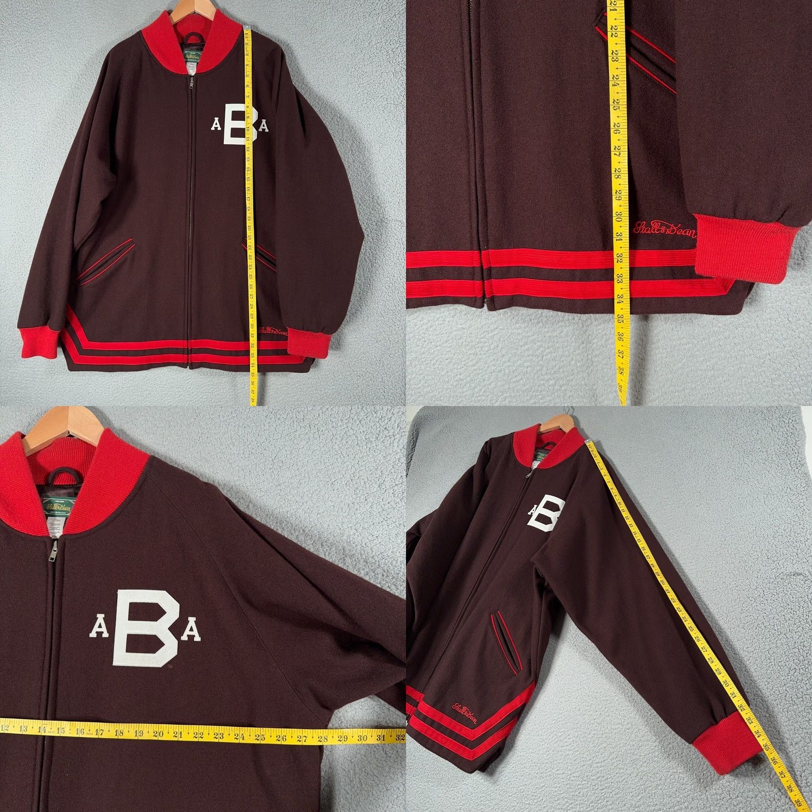 Vintage VINTAGE Stall & Dean Brown University Varsity Jacket 3XL Wool Letterman Ivy League Brown Maroon Satin Lined Full Zip Embroidered Limited Edition Mens Size US XXL / EU 58 / 5 - 9 Thumbnail