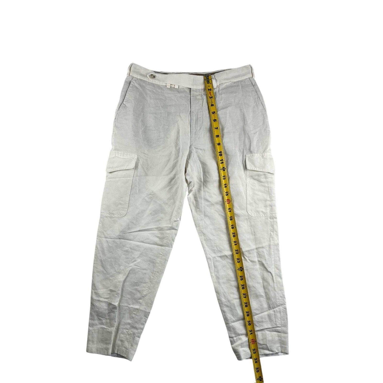 Suitsupply SuitSupply Men’s Linen Blend Blake Cargo Cropped Pants Whit Size US 32 / EU 48 - 6 Thumbnail