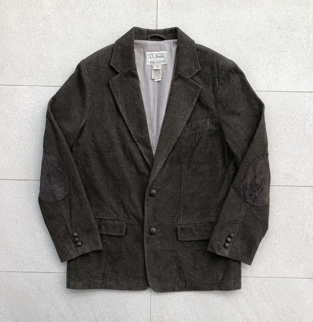 L.L.Bean Corduroy Elbow Patch Plain Lined Coat Jacket