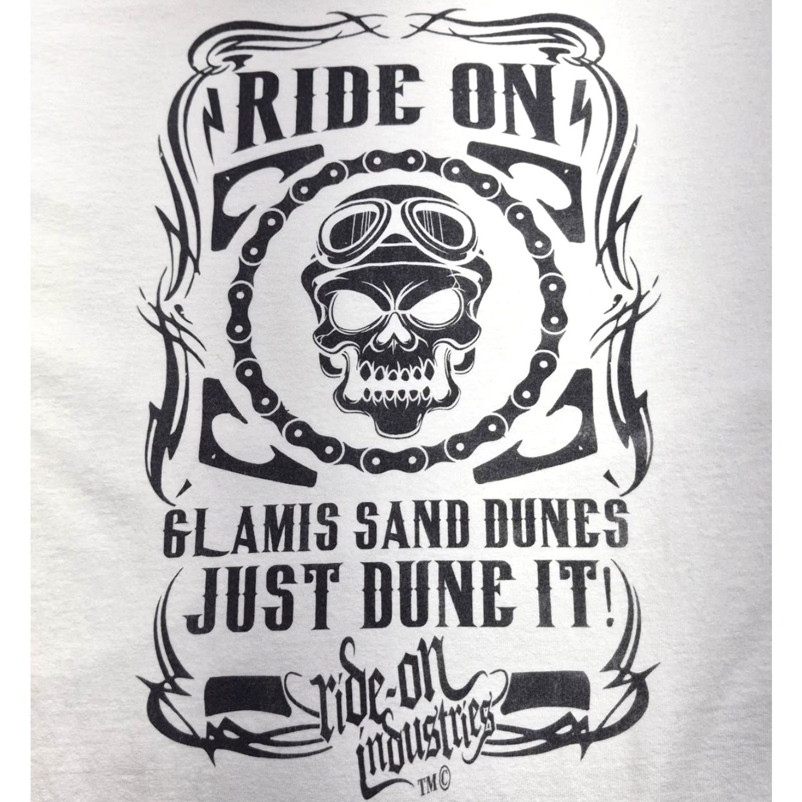 Gildan Gildan Shirt Mens XL White Ride On Glamis Sand Dunes Skull Graphic Tee Biker Size US XL / EU 56 / 4 - 6 Thumbnail