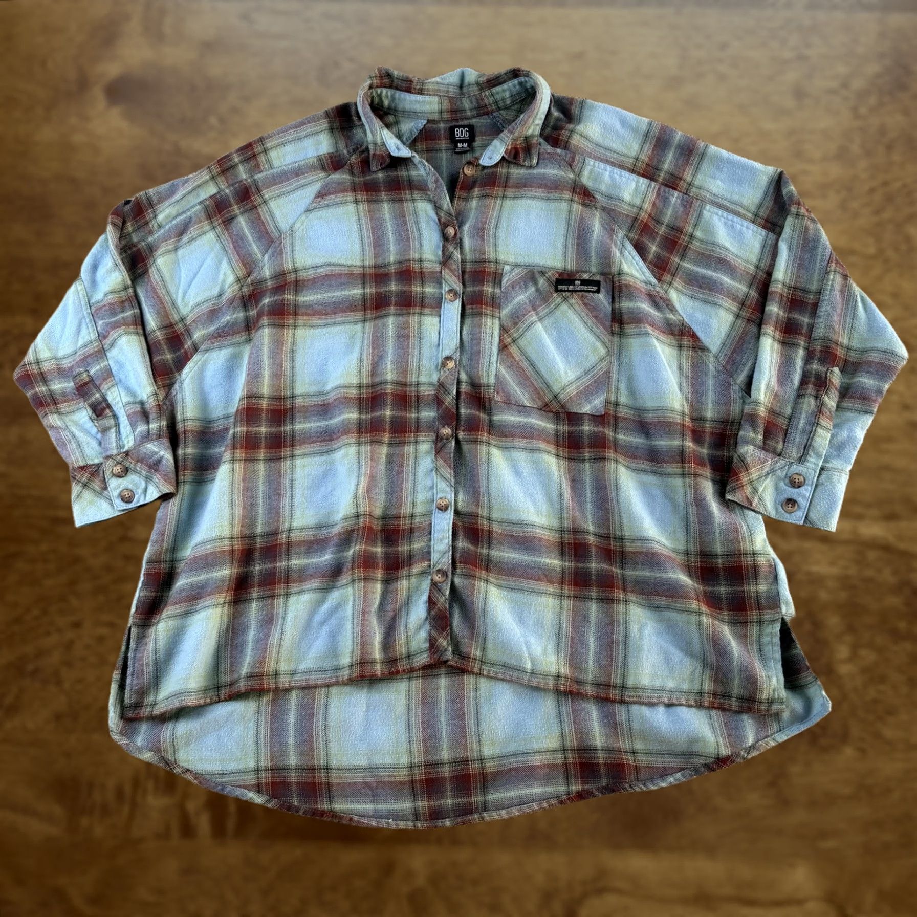 Bdg BDG Shirt Womens Medium Blue Plaid Flannel Long Sleeve Button Oversized Size M / US 6-8 / IT 42-44 - 1 Thumbnail