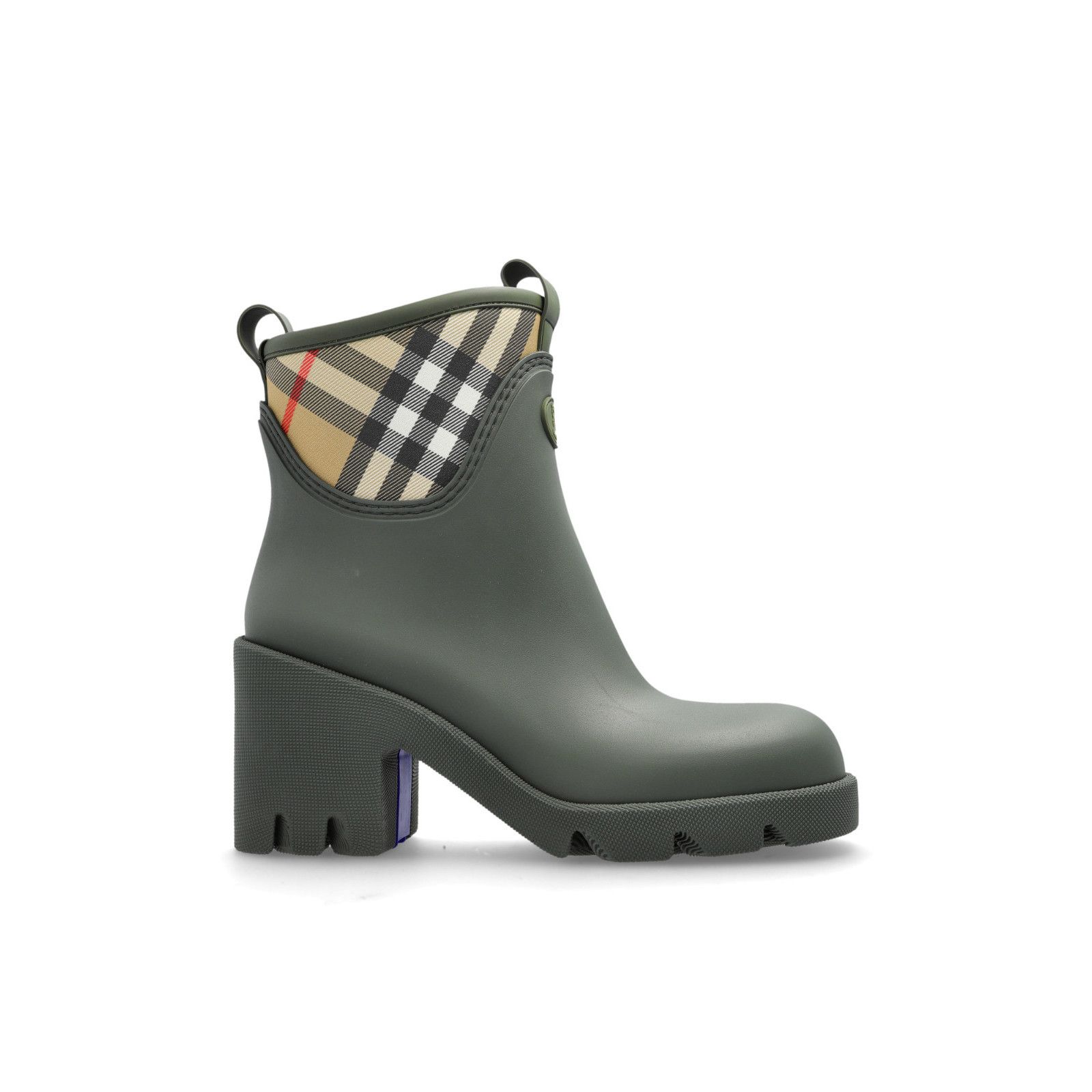 BURBERRY Mrash Wellingtons Green Rubber 90mm Heel Boots New