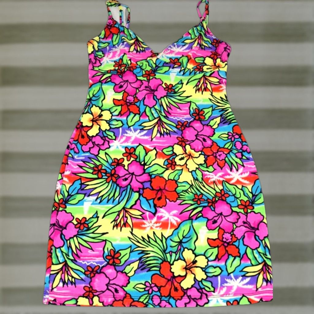 VINTAGE Carabella Dress Main Selling Point Category Adult Size S Color Multi-Color 1980s Hawaiian Sundress Beach Summer Women's