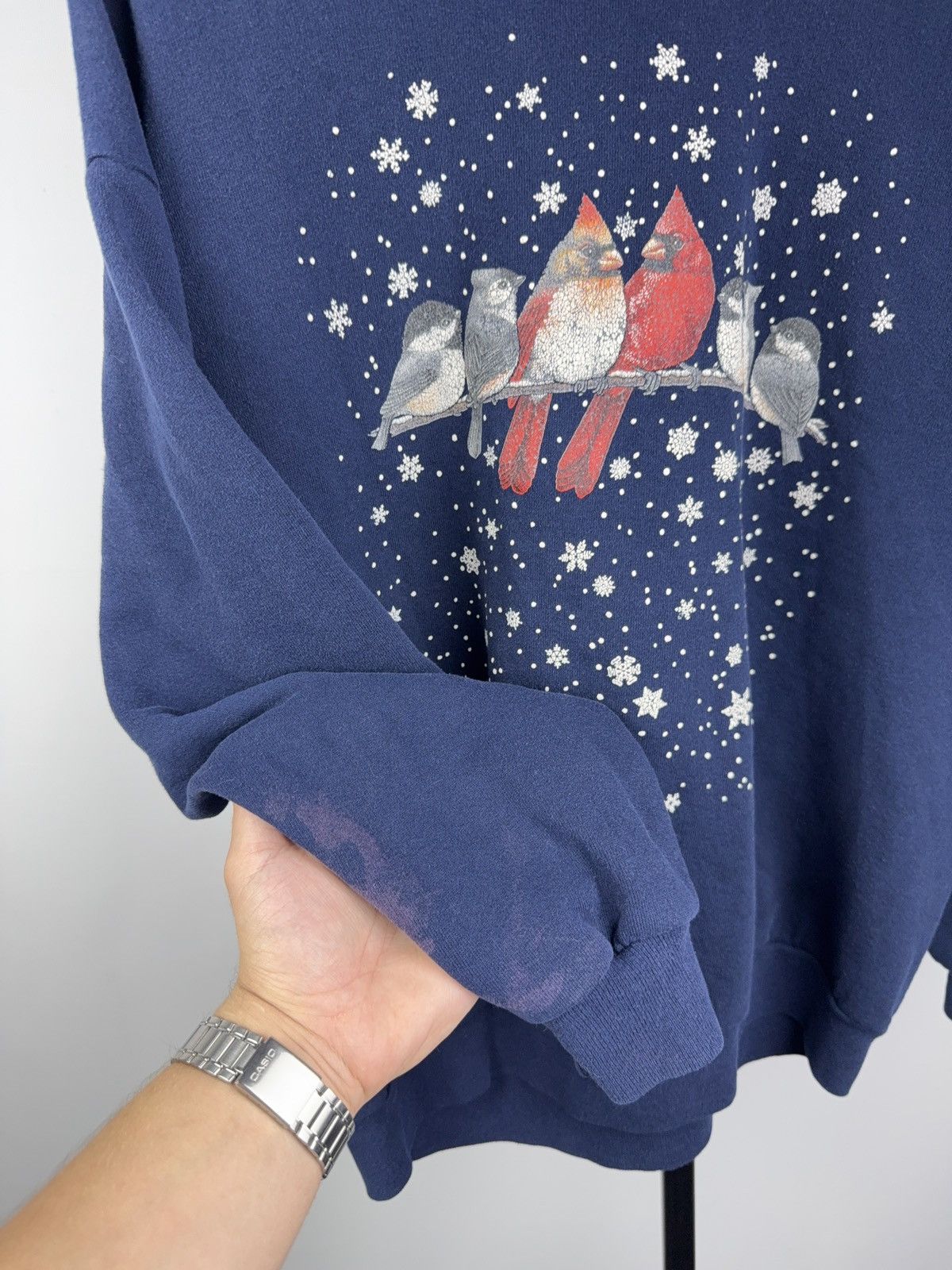 Vintage Vintage 90s USA Winter Birds Tits Cardinal Retro Sweatshirt Size US L / EU 52-54 / 3 - 8 Thumbnail