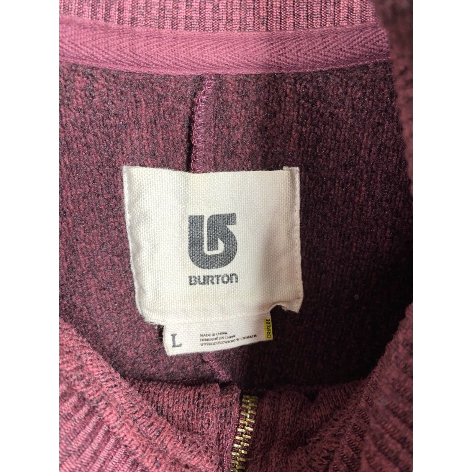 Burton Burton Womens Sweater Full Zip Hoodie Sz L Burgundy Pockets Long Fleece Knit Size L / US 10 / IT 46 - 3 Thumbnail