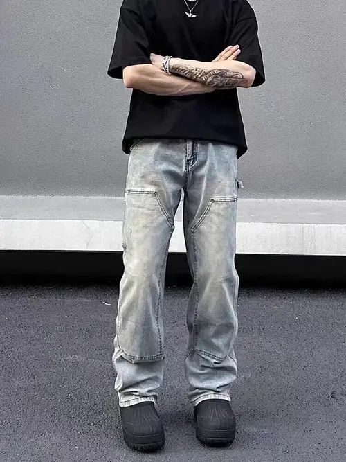 Japanese Brand × Jean Double Knee Lumberjack Light Blue Cargo Jeans Size US 32 / EU 48 - 3 Thumbnail