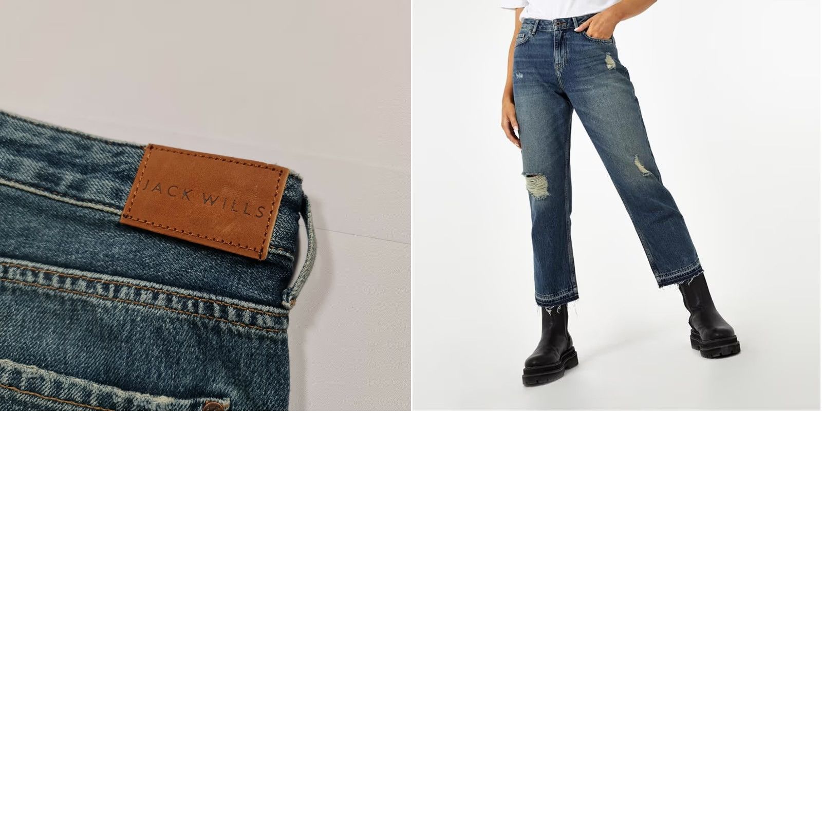 Jack Wills Jack Wills Jeans Blue W29 Girlfriend Tapered Denim Distressed 5-Pocket Womens Regular Large Size 29" - 8 Thumbnail