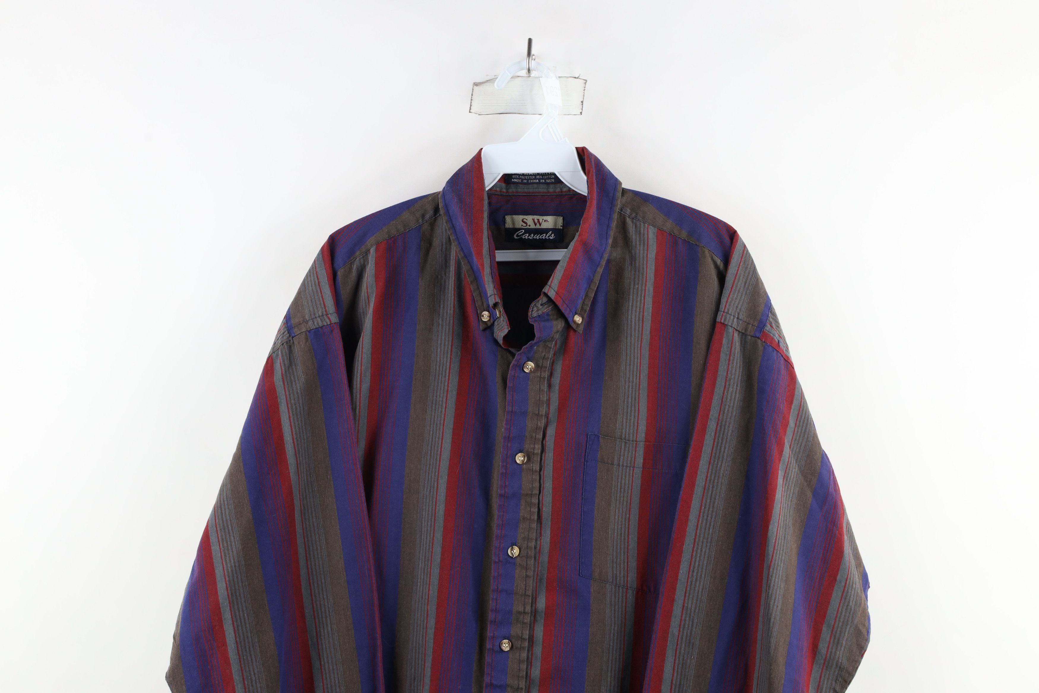 Vintage Vintage 90s Streetwear Block Collared Button Down Shirt Size US XL / EU 56 / 4 - 2 Thumbnail