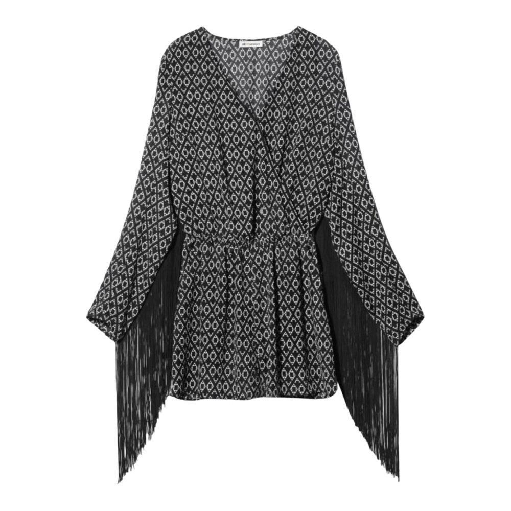 H&M H&M Coachella SZ 6 black and white abstract romper with frin Size 28" / US 6 / IT 42 - 2 Thumbnail