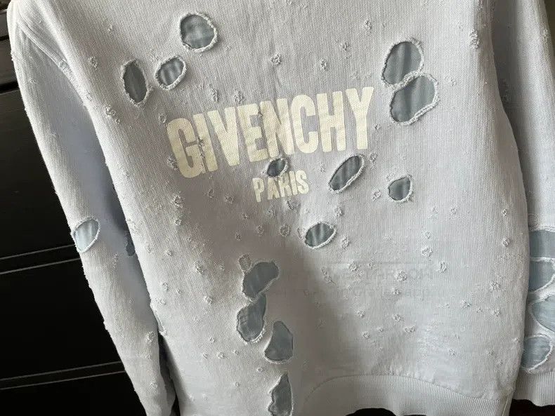 Givenchy Givenchy Big Destruction Hoodie Dusty Blue Size US XS / EU 42 / 0 - 5 Thumbnail