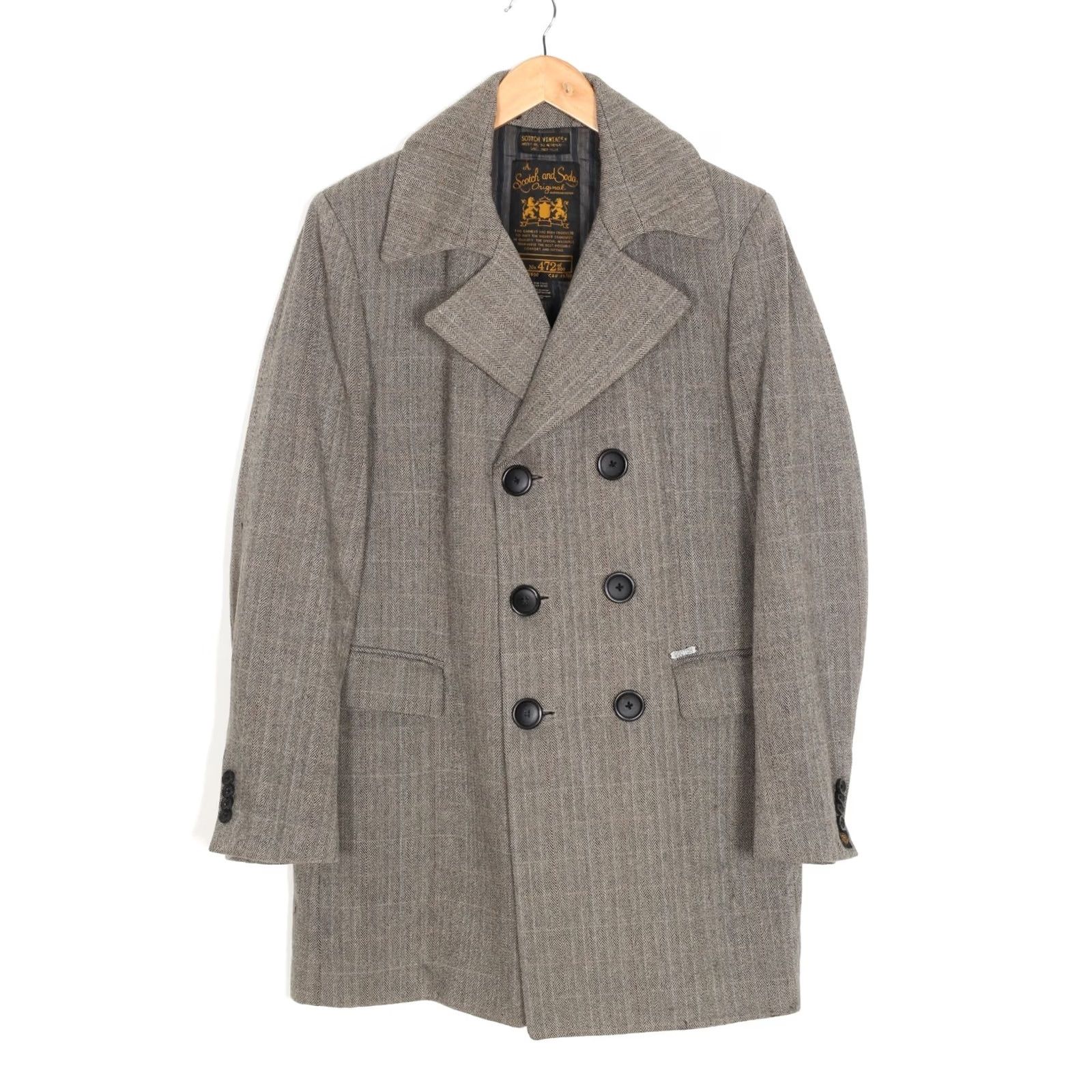 Scotch & Soda SCOTCH & SODA Pea Coat Men Size S Double Breasted Wool Blend Coat Grey Size US S / EU 44-46 / 1 - 2 Thumbnail