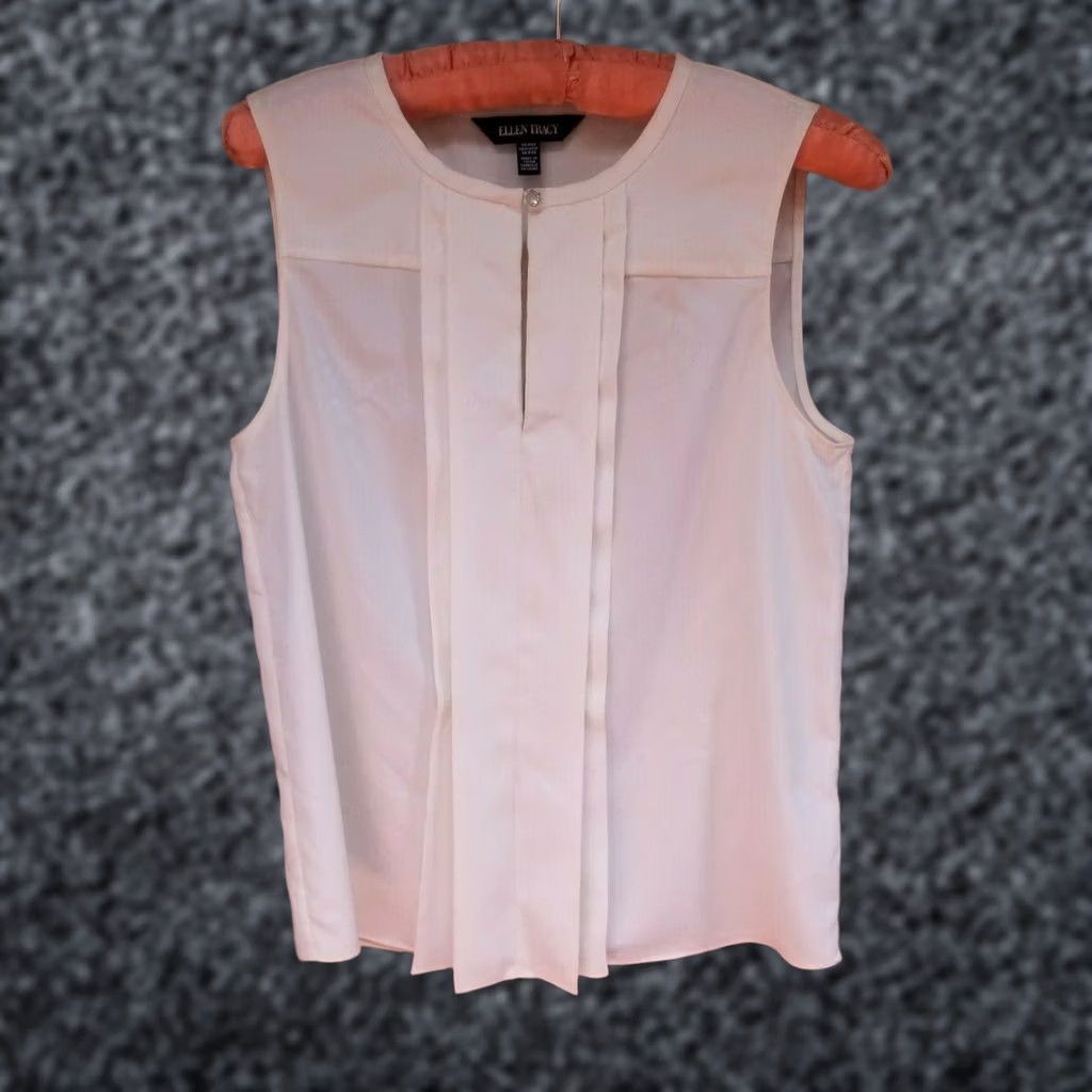Ellen Tracy Ellen Tracy Petite Blouse Womens PXS Sleeveless Pleat Front Keyhole White Size XS / US 0-2 / IT 36-38 - 1 Thumbnail