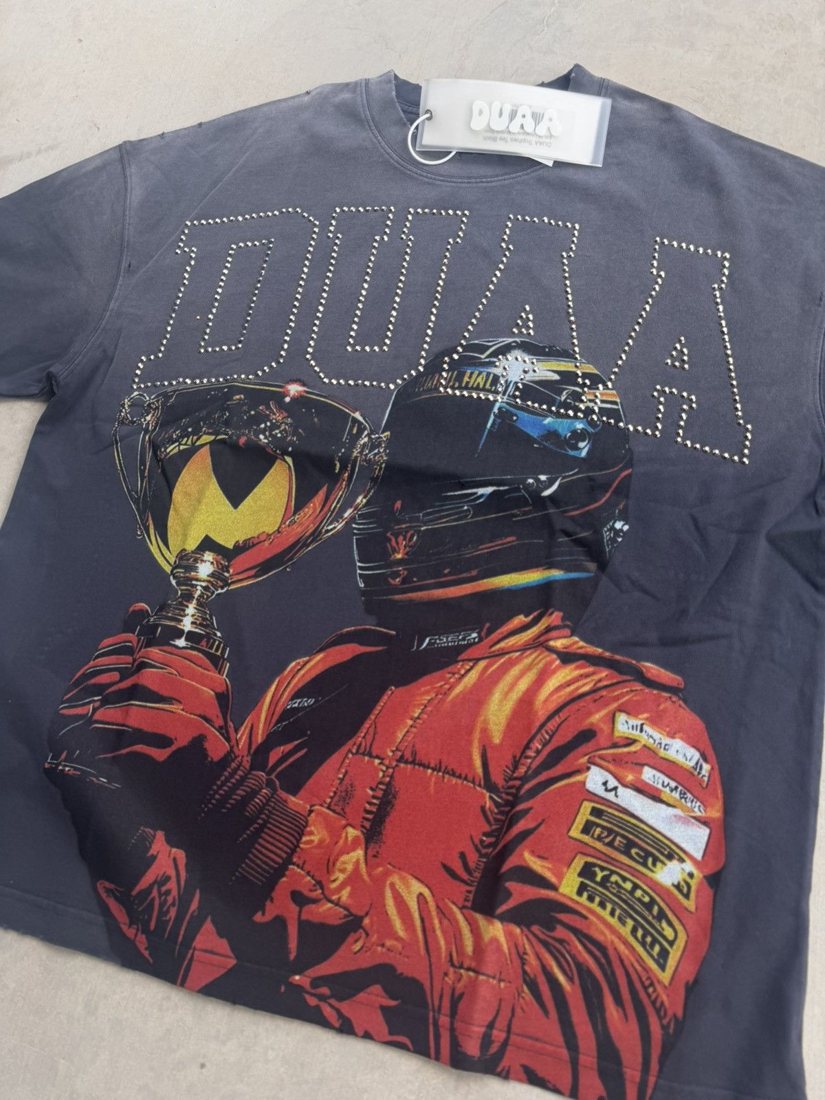 Other DUAA Rhinestone Racer Graphic T-Shirt – Washed Black Medium Size US M / EU 48-50 / 2 - 2 Thumbnail