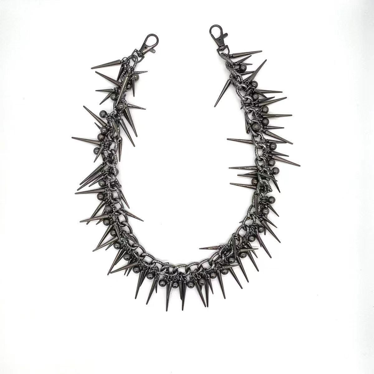 Japanese Brand Retro streetwear punk rivet spike pants pocket chain Size ONE SIZE - 4 Thumbnail