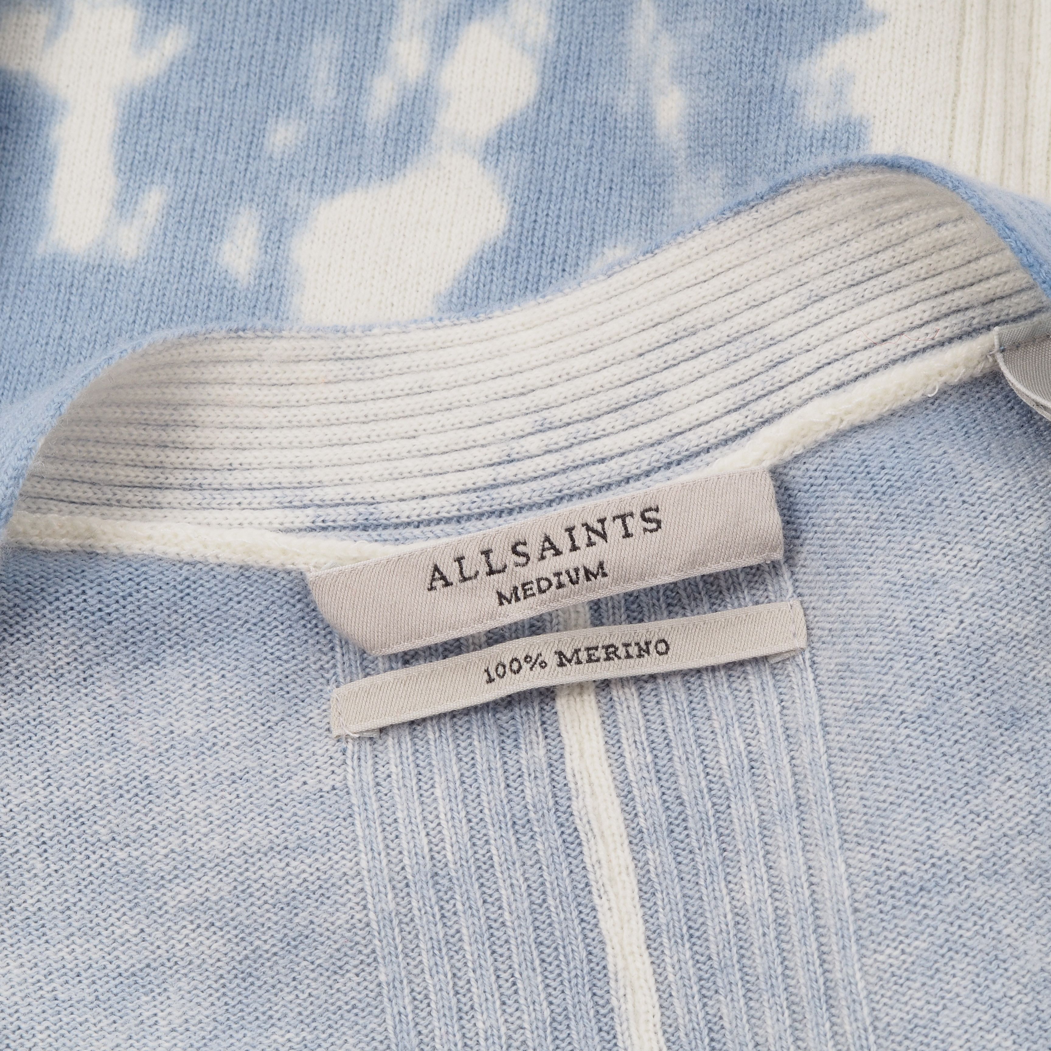 Allsaints AllSaints Tie-Dye Blue Sky Harmony Merino Wool Cardigan Size M / US 6-8 / IT 42-44 - 5 Thumbnail