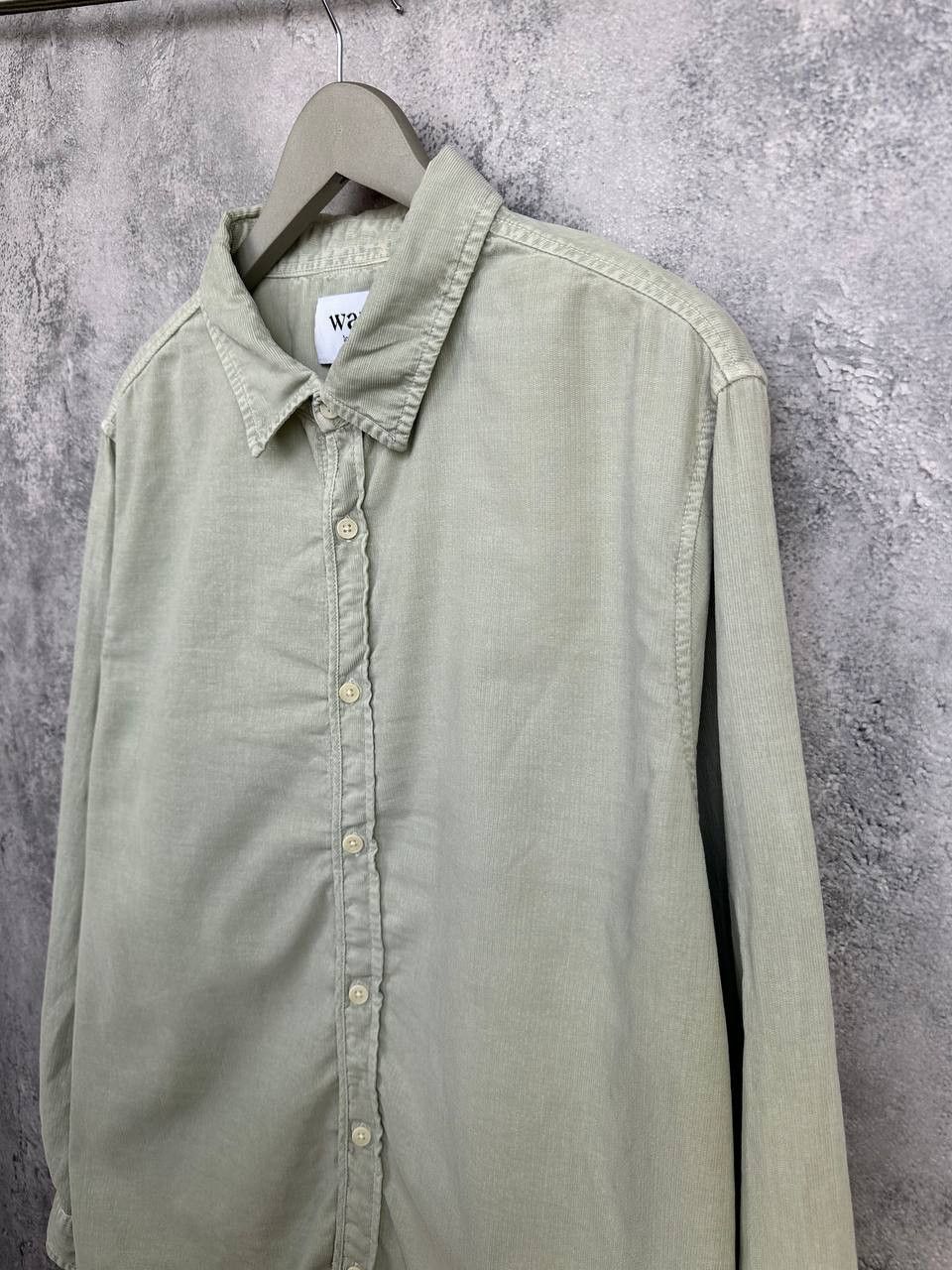 Wax London Wax London Button Shirt Textured Ribbed Sage Green LS Size US XL / EU 56 / 4 - 5 Thumbnail