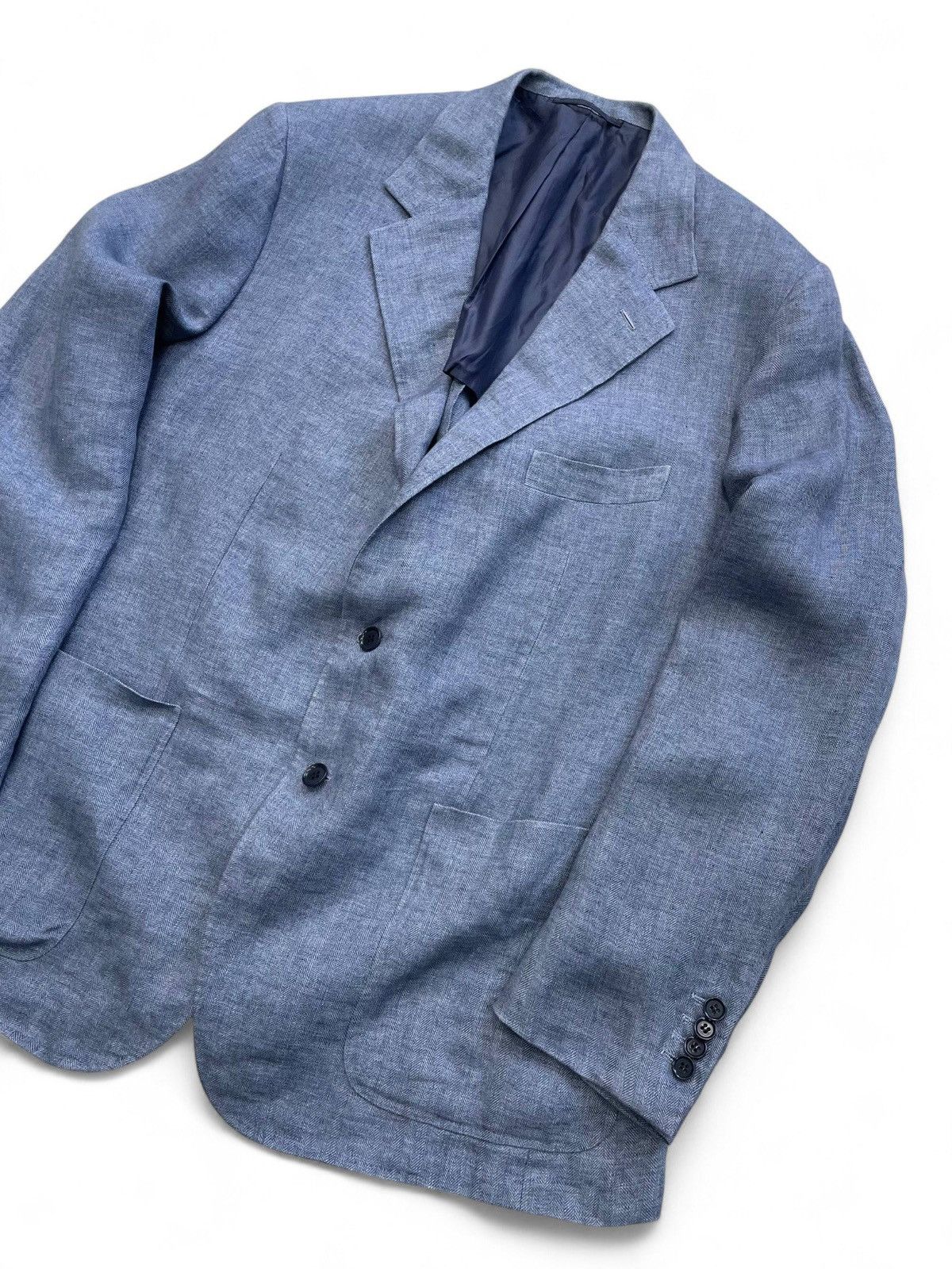 Loro Piana Loro piana blue linen blazer jacket italian luxury classic Size 48L - 2 Thumbnail