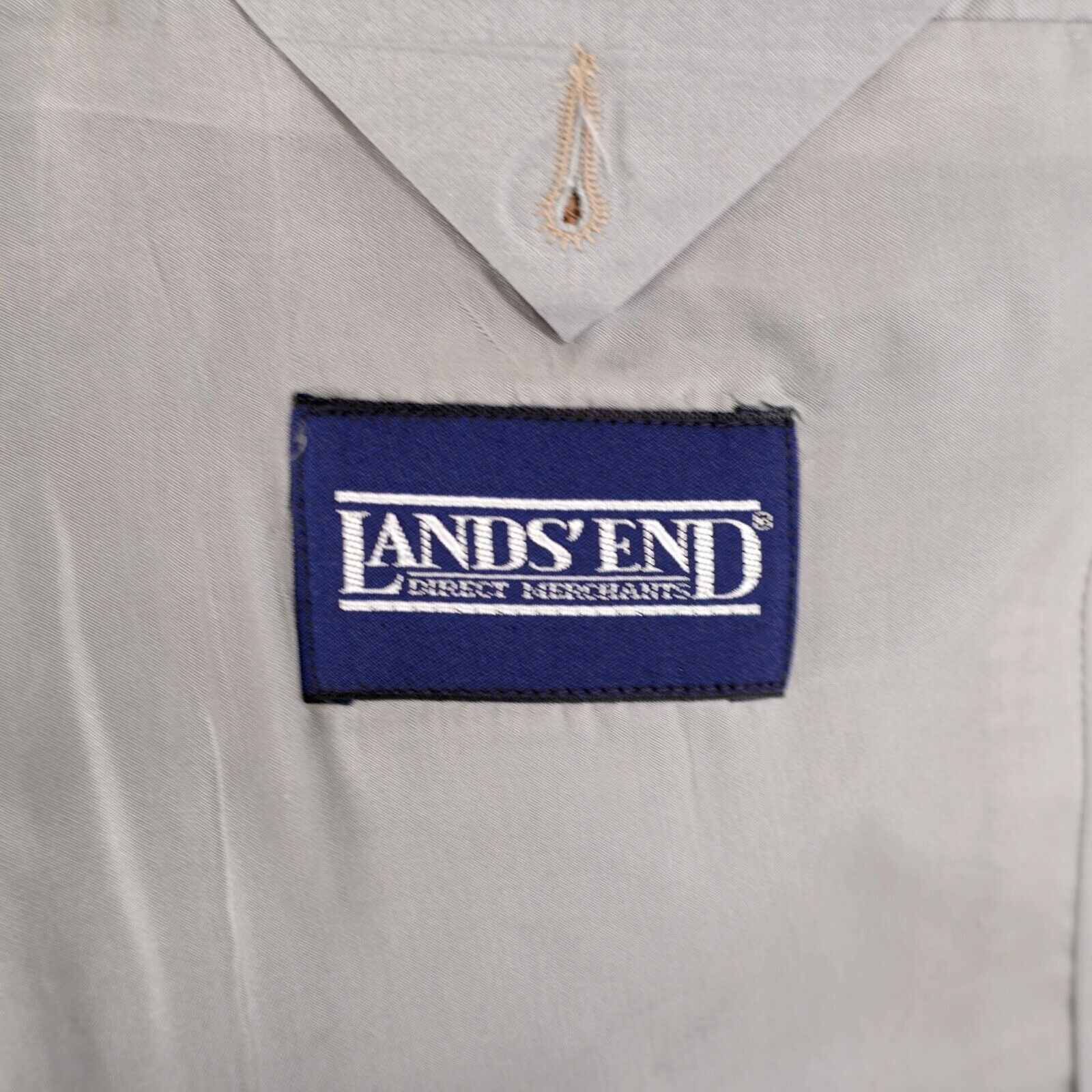 Lands' End Land's End Wool Silk Houndstooth 2 Button Sport Coat 42R Tan Size 42R - 9 Thumbnail