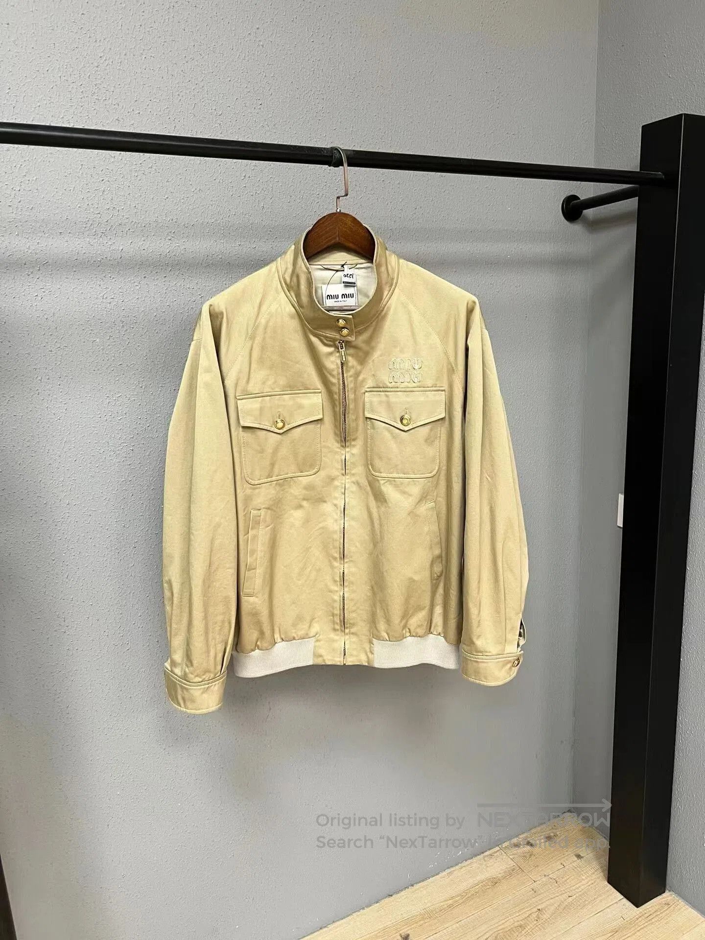 Miu Miu miumiu khaki logo jacket in size 40. Size M / US 6-8 / IT 42-44 - 1 Thumbnail