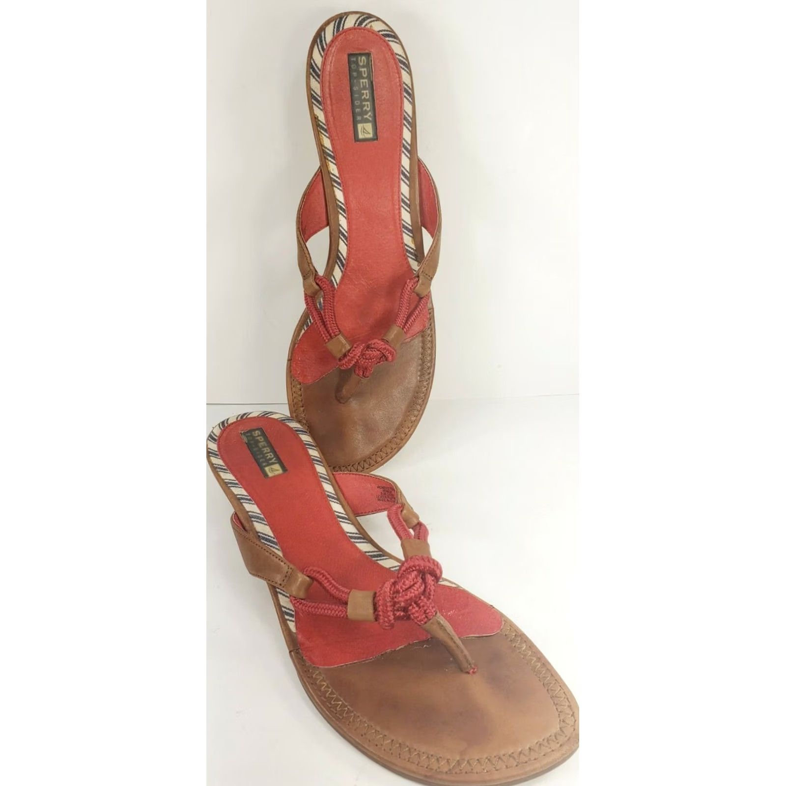 Sperry Sperry Top-Sider Women's Wedge Sandal Size 10M Red Slip On Non-Marking Thong Casual Rope Work Size L / US 10 / IT 46 - 2 Thumbnail