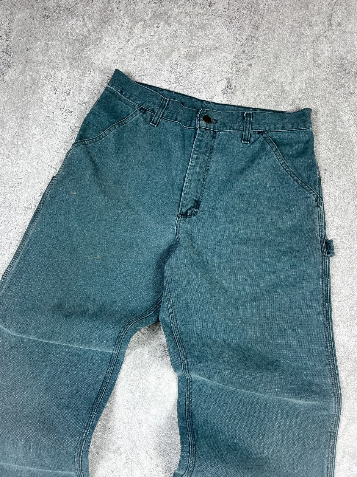 Carhartt Vintage Carhartt faded Hunter Green carpenter pants B24 HTG Size US 33 - 3 Thumbnail