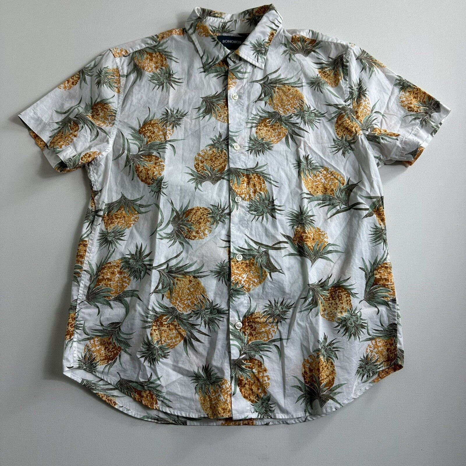 BONOBOS HAWAIIAN PINEAPPLE SLIM FIT SHIRT SIZE LARGE - Shirts