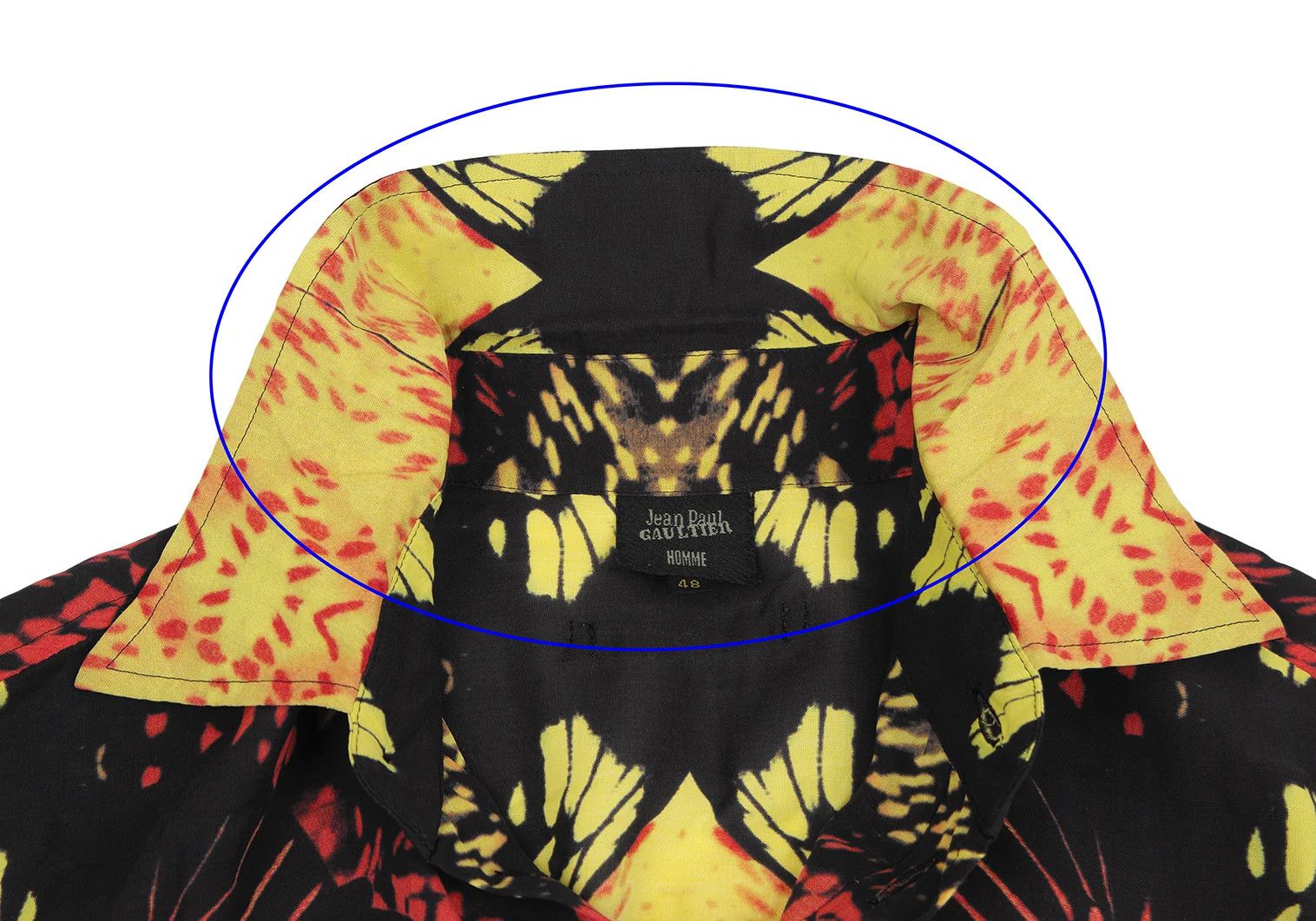 Jean Paul Gaultier Rayon Butterfly Graphic Shirt in Black Yellow Red Size US M / EU 48-50 / 2 - 4 Thumbnail
