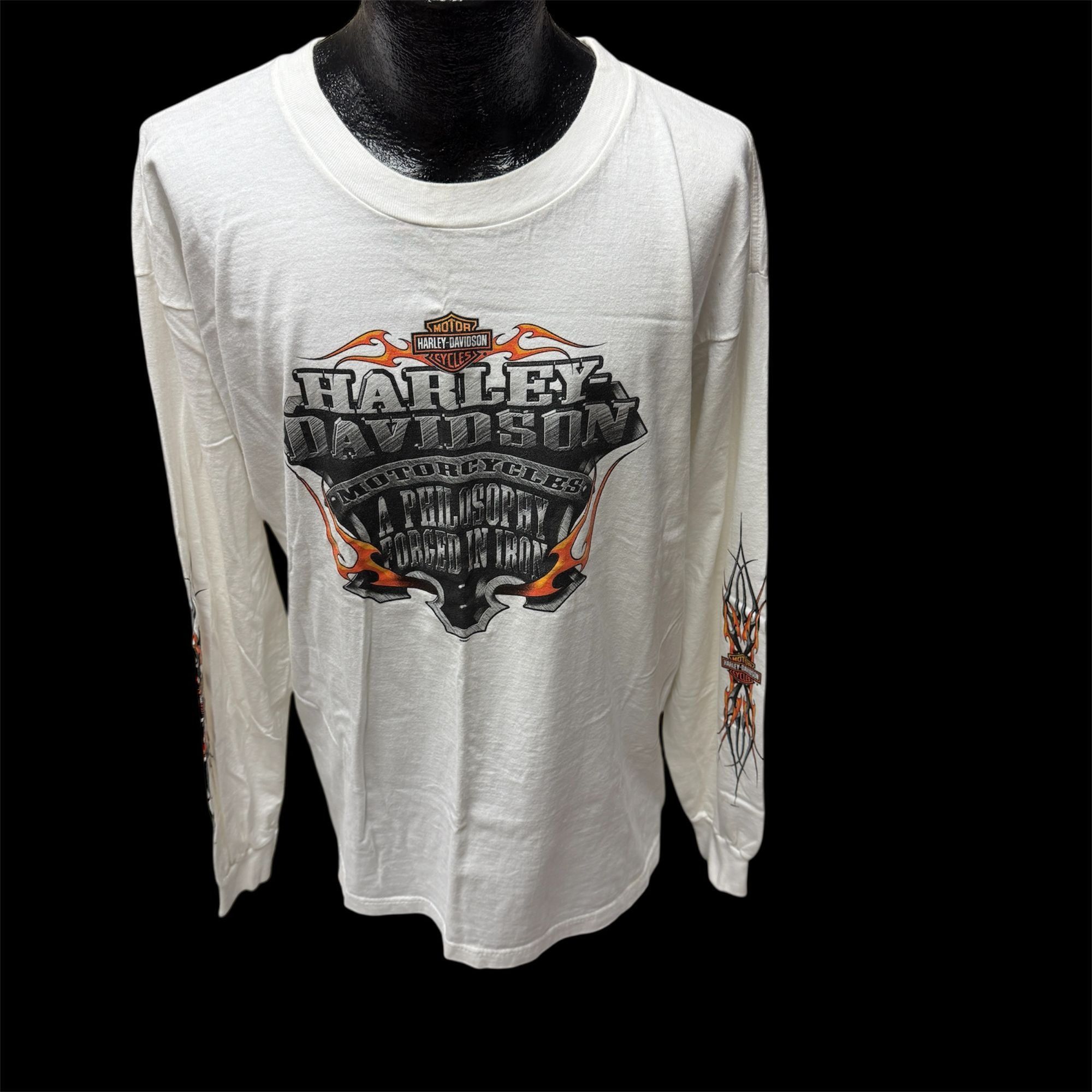 Harley Davidson Y2K HD KUWAIT Motorcycle FLAMES Long Sleeve T Shirt USA 2XL Size US XXL / EU 58 / 5 - 3 Thumbnail
