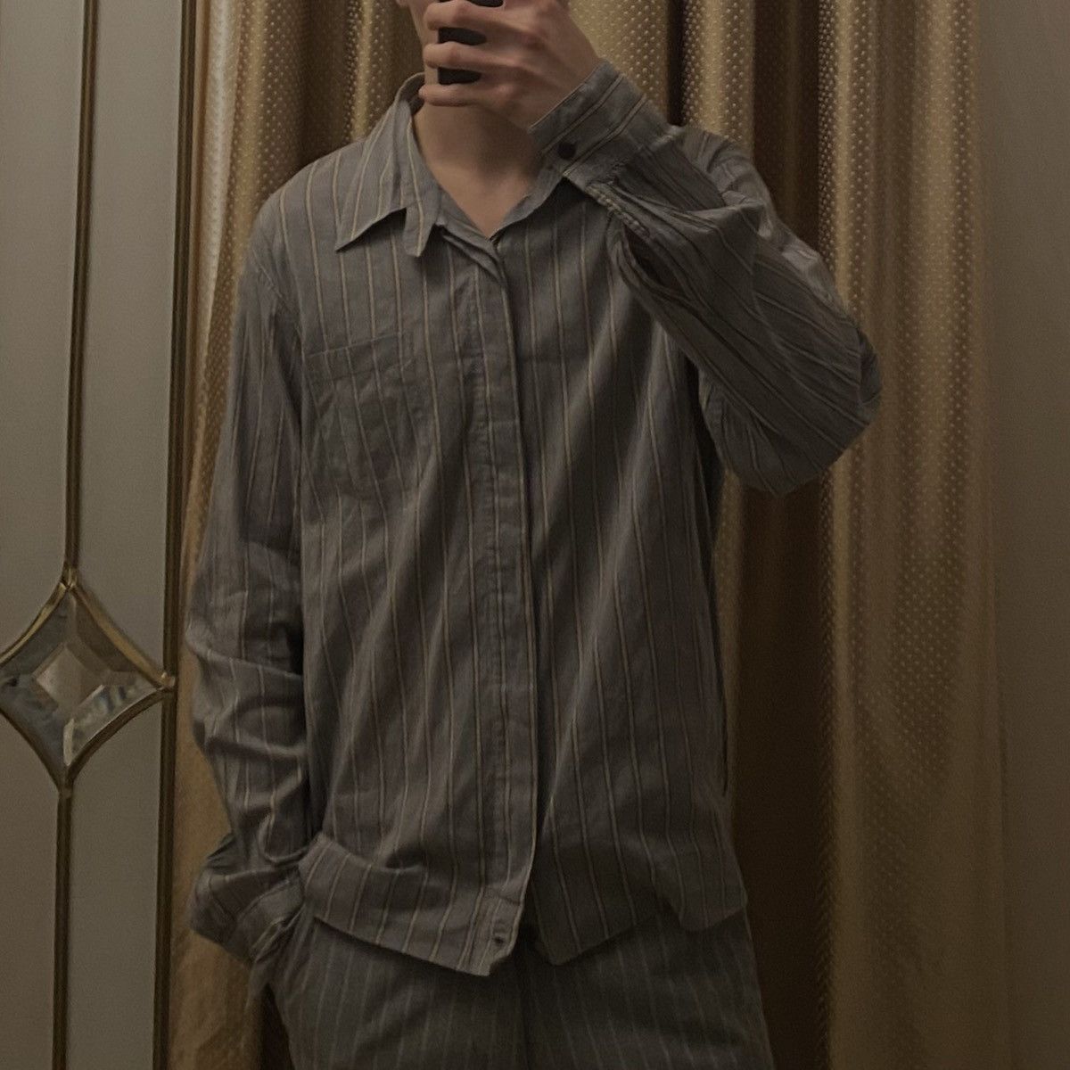 image of Dries Van Noten Men’S “Old Money Style” Shirt 52 Size in Grey, Men's