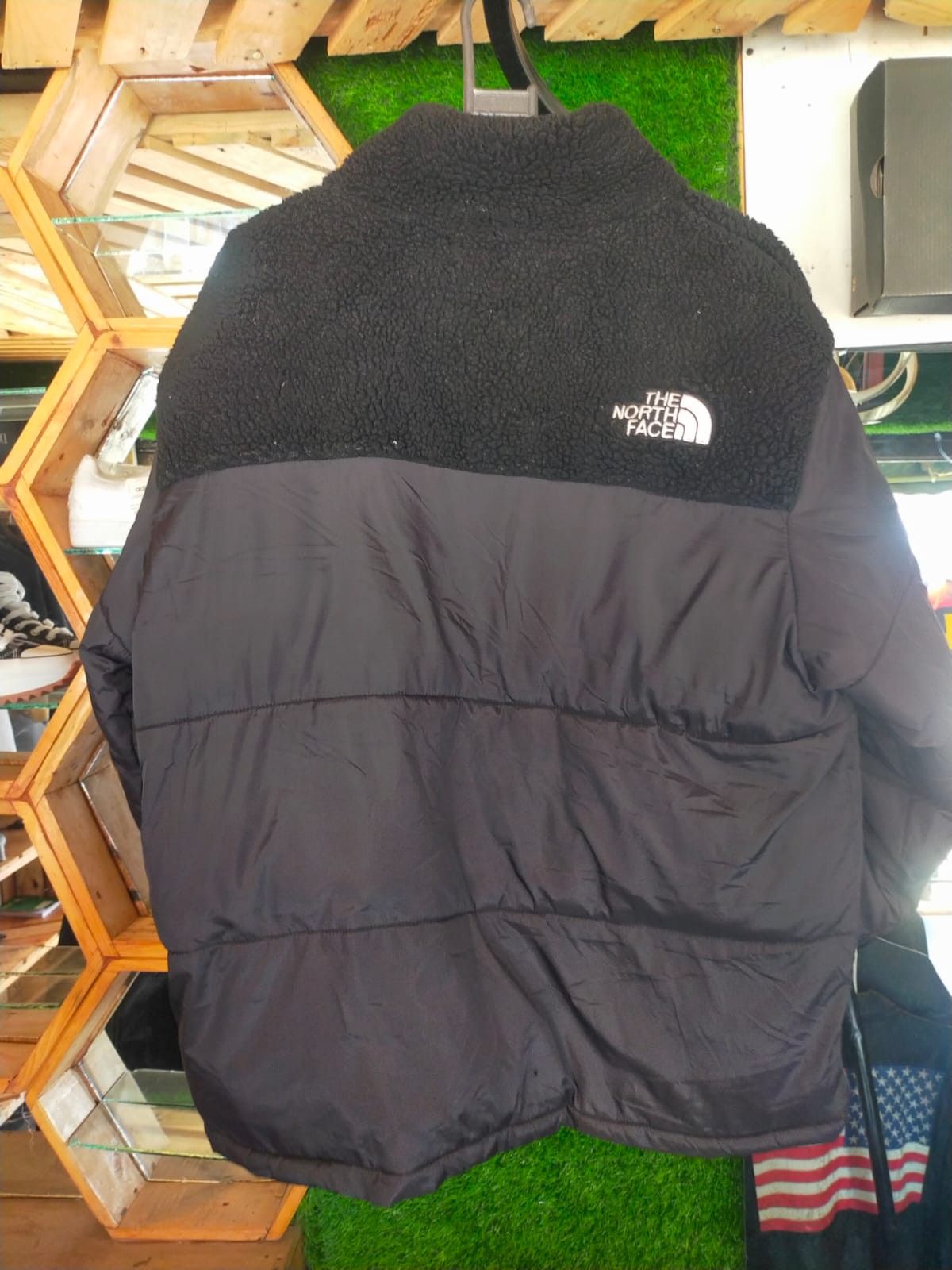image of The North Face Fleece Down Jacket Puffer Black, Men's (Size Large)
