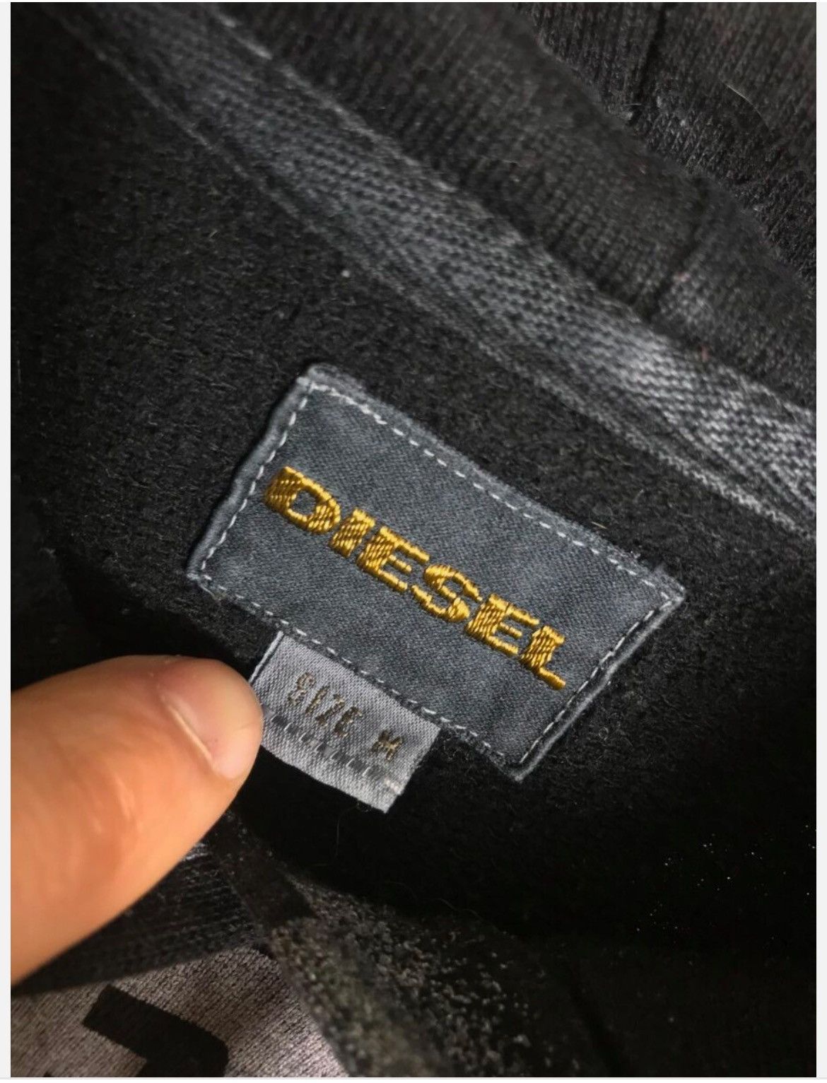 Designer × Diesel × Vintage Diesel MONOGRAM HOODIE Black Grey Mens y2k casual Size US M / EU 48-50 / 2 - 7 Thumbnail