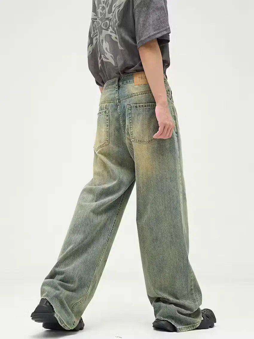 Designer × Japanese Brand Washed blue y2k dirty flared faded baggy jeans Size US 30 / EU 46 - 4 Thumbnail