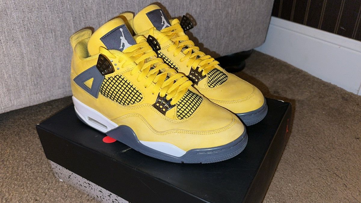 image of Jordan Brand 4 (Lightning) Shoes in Yellow, Men's (Size 10.5)