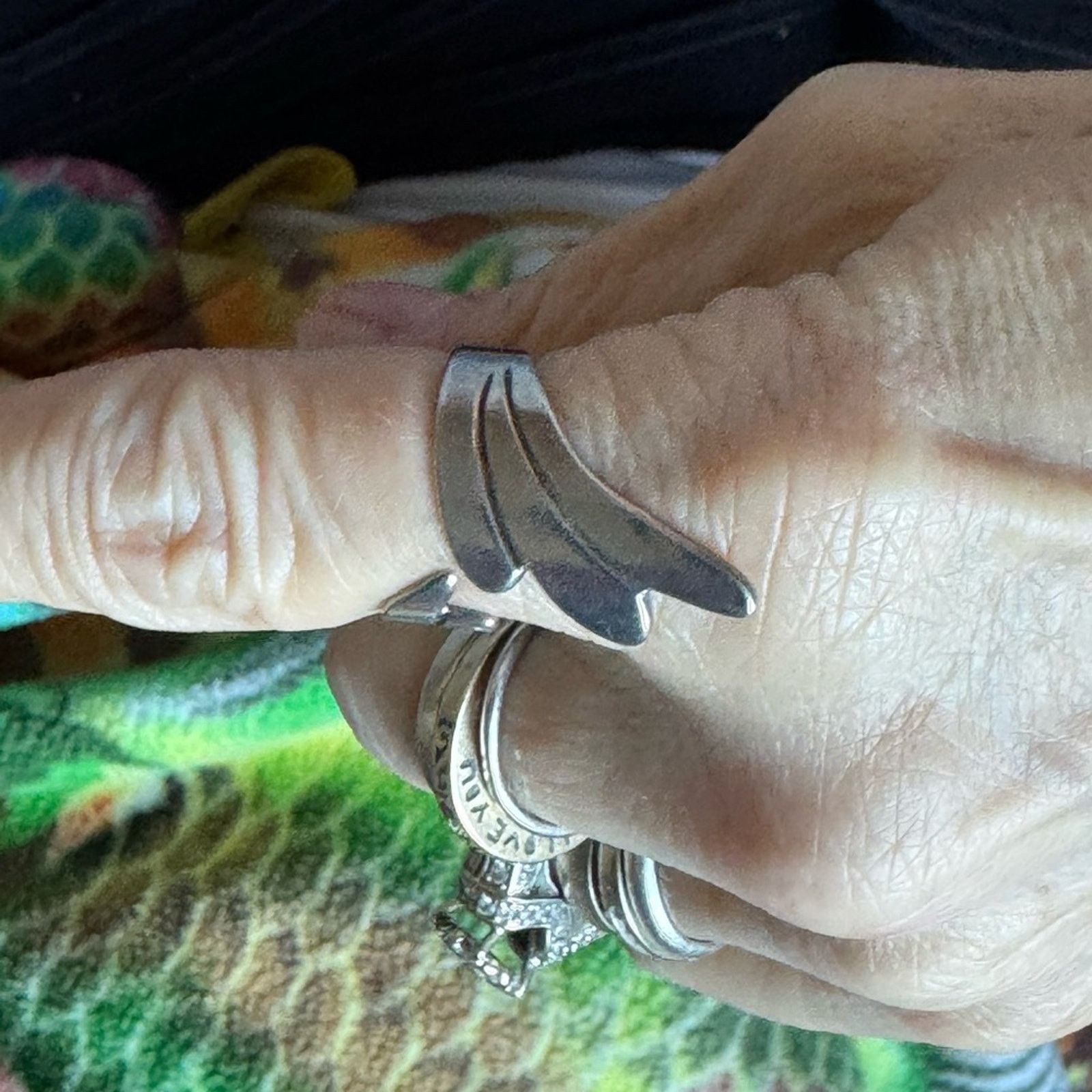 Other Tony Guerro Vintage Navajo Modernist Bypass Ring 7.5 925 Size ONE SIZE - 7 Thumbnail