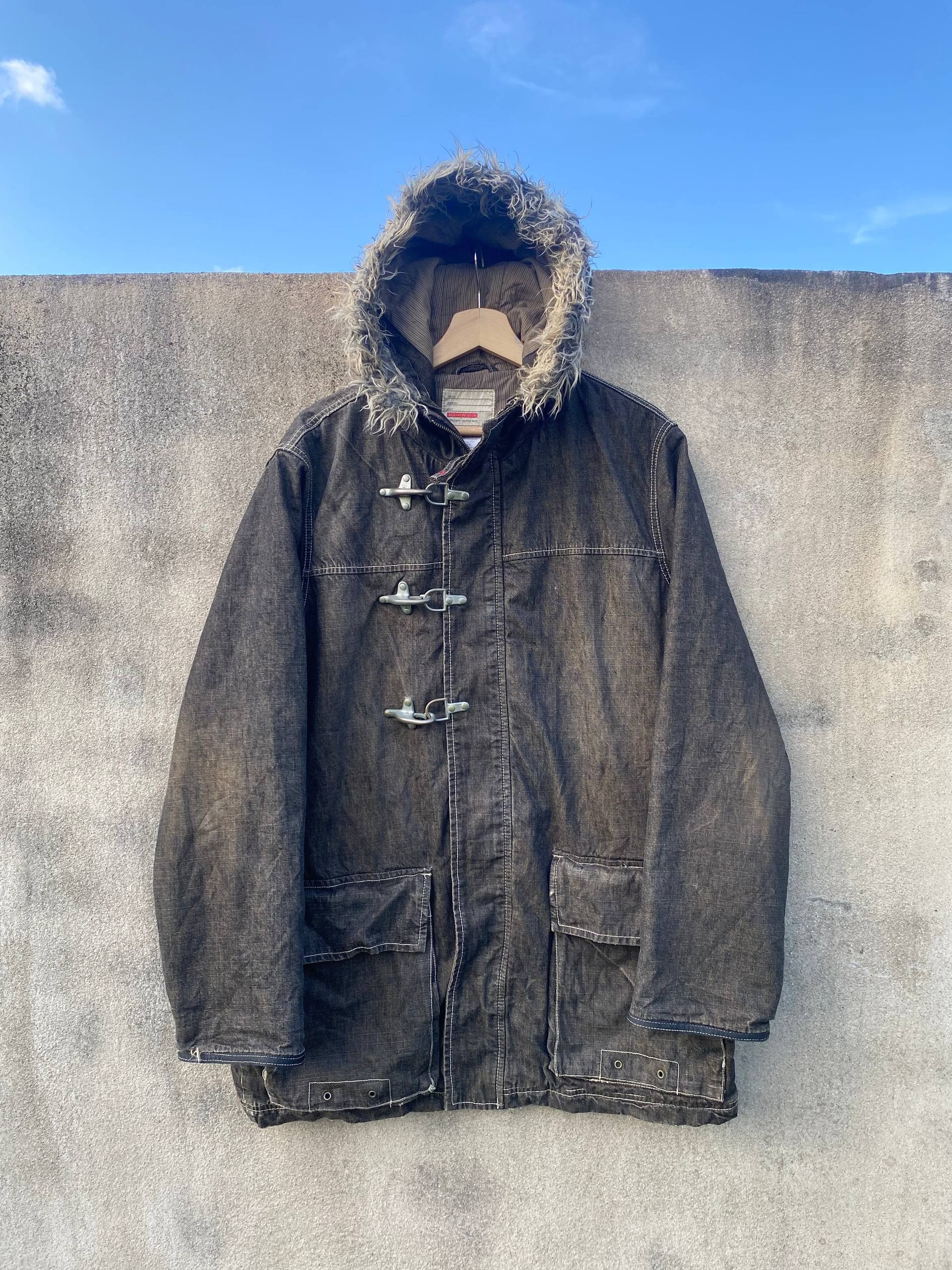 Allix+Design Y2K Japanese Grunge Fur Fireman Clasp Jacket
