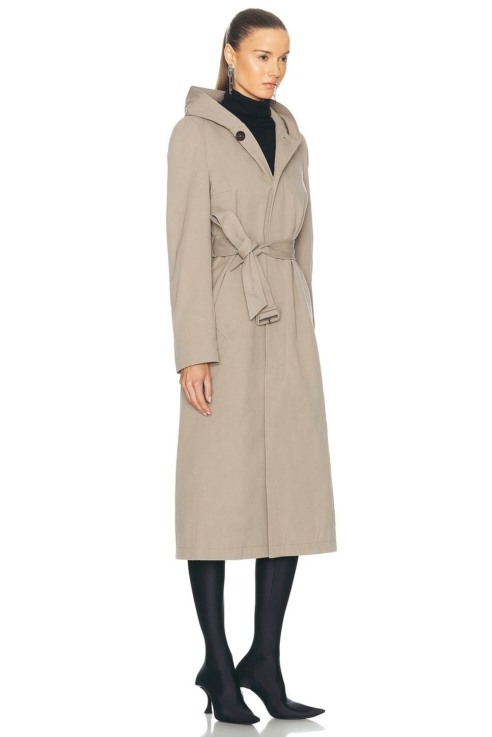 Balenciaga o1srvl11e1225 Fitted Trench Coat in Dark Beige Size S / US 4 / IT 40 - 3 Thumbnail
