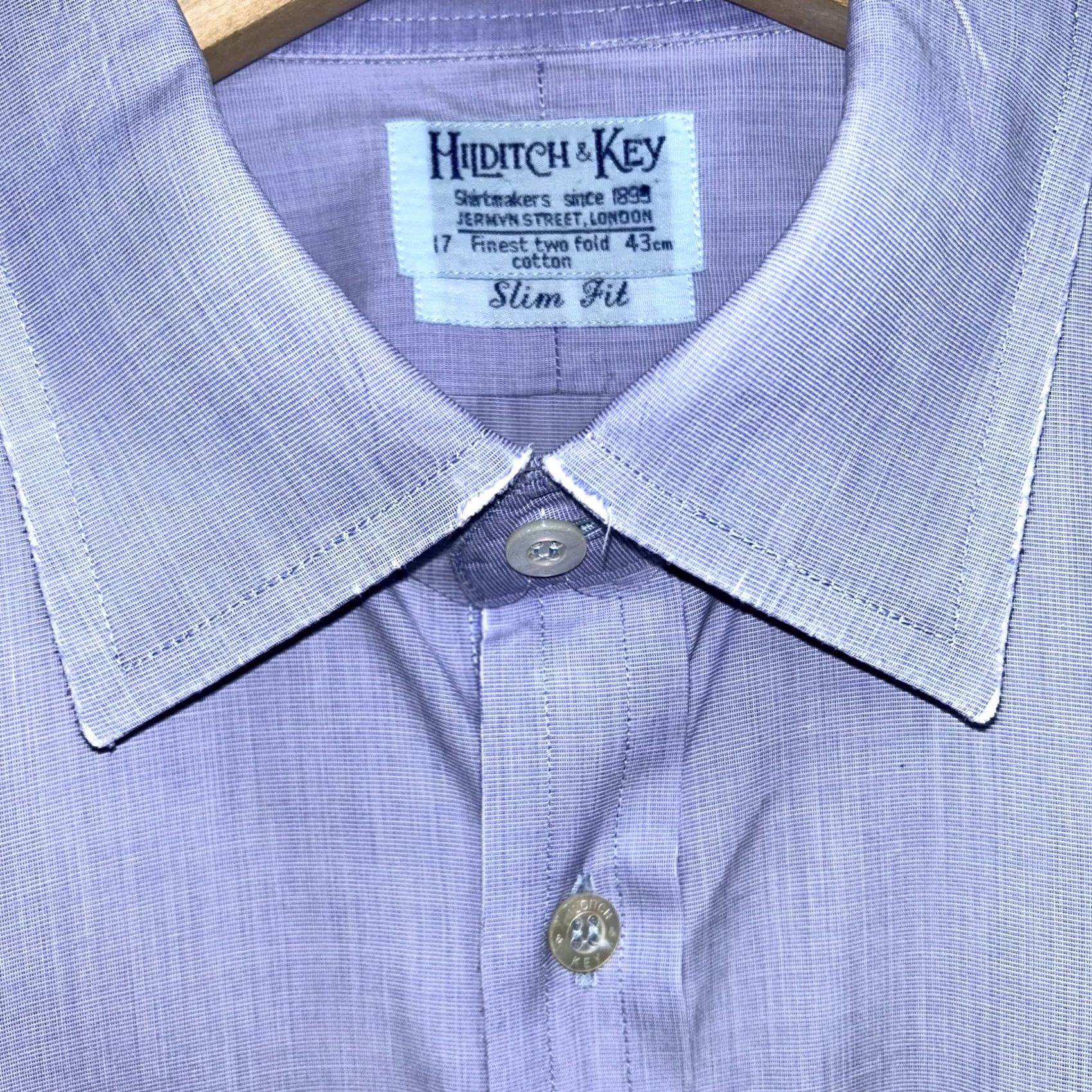 Vintage Hilditch & Key Shirt Men’s 17 43 Slim Fit Long Sleeve French Cuff Button Up Size US XL / EU 56 / 4 - 6 Thumbnail