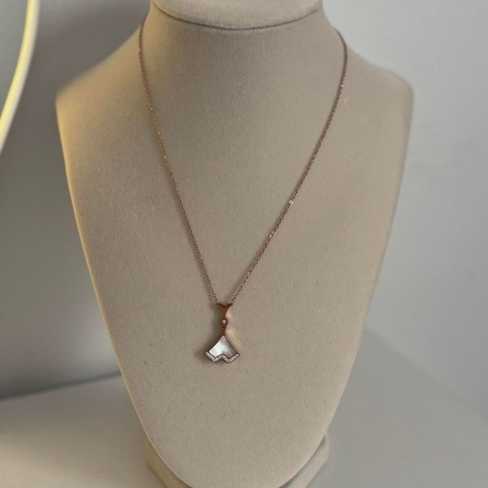Other Rose Gold Necklace White Crystal Pendant Stainless Steel Size ONE SIZE - 1 Thumbnail