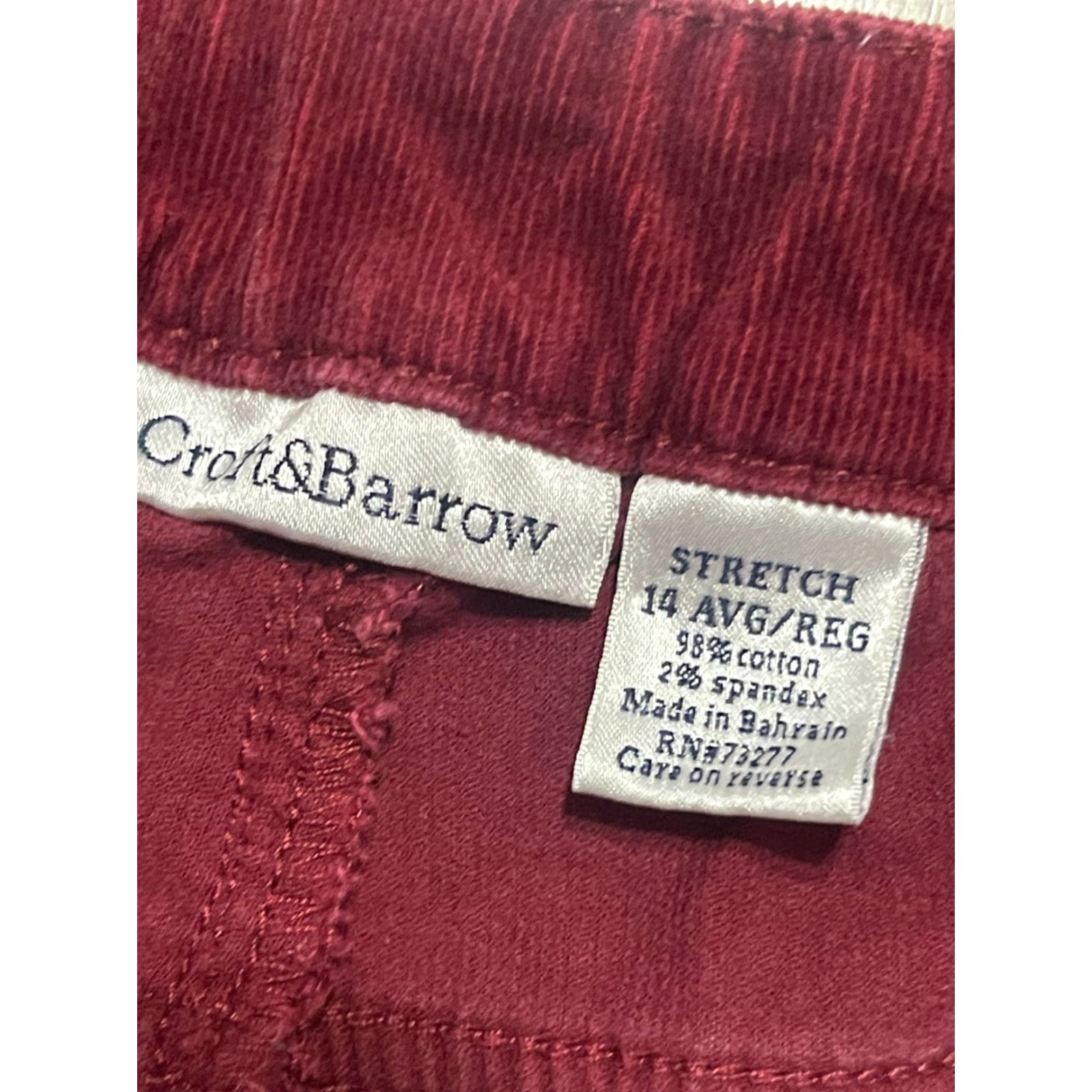 Croft & Barrow Croft & Barrow Pants Women's 14 Average Red Corduroy Stretch Pockets Casual Regular Ankle 30in Inseam Boys? Size 36" / US 14 / IT 50 - 6 Thumbnail