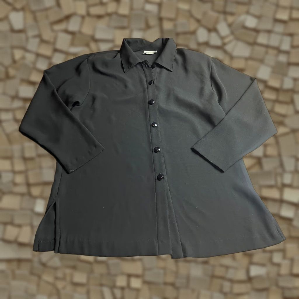 GRAFF VINTAGE Graff Shirt Women's Medium Black Button Up Shoulder Pads Modern Casual Regular Womens Size M / US 6-8 / IT 42-44 - 1 Thumbnail