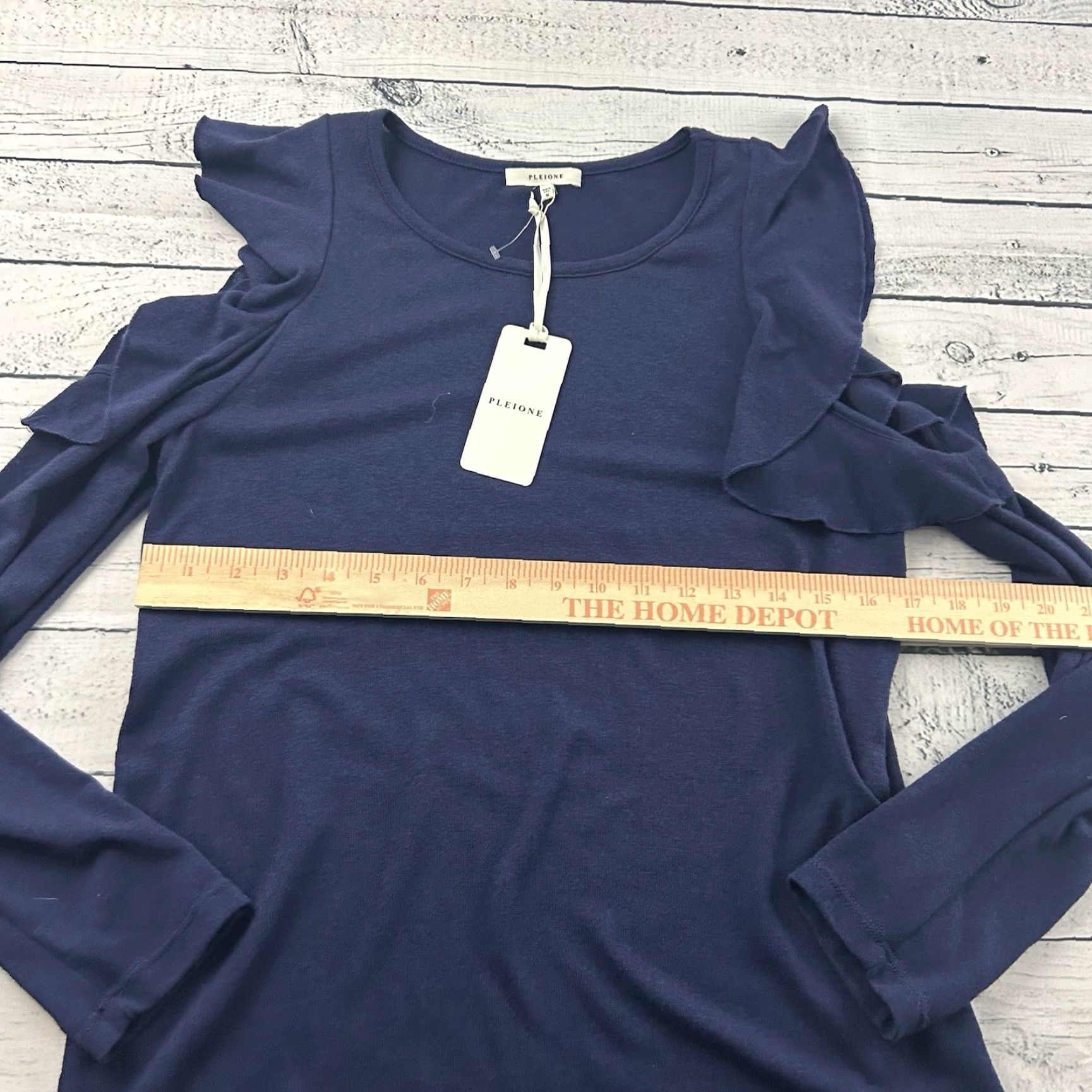 Vintage Pleione Long Sleeve Open Shoulder Ruffle Shirt Women's M Blue Size M / US 6-8 / IT 42-44 - 5 Thumbnail
