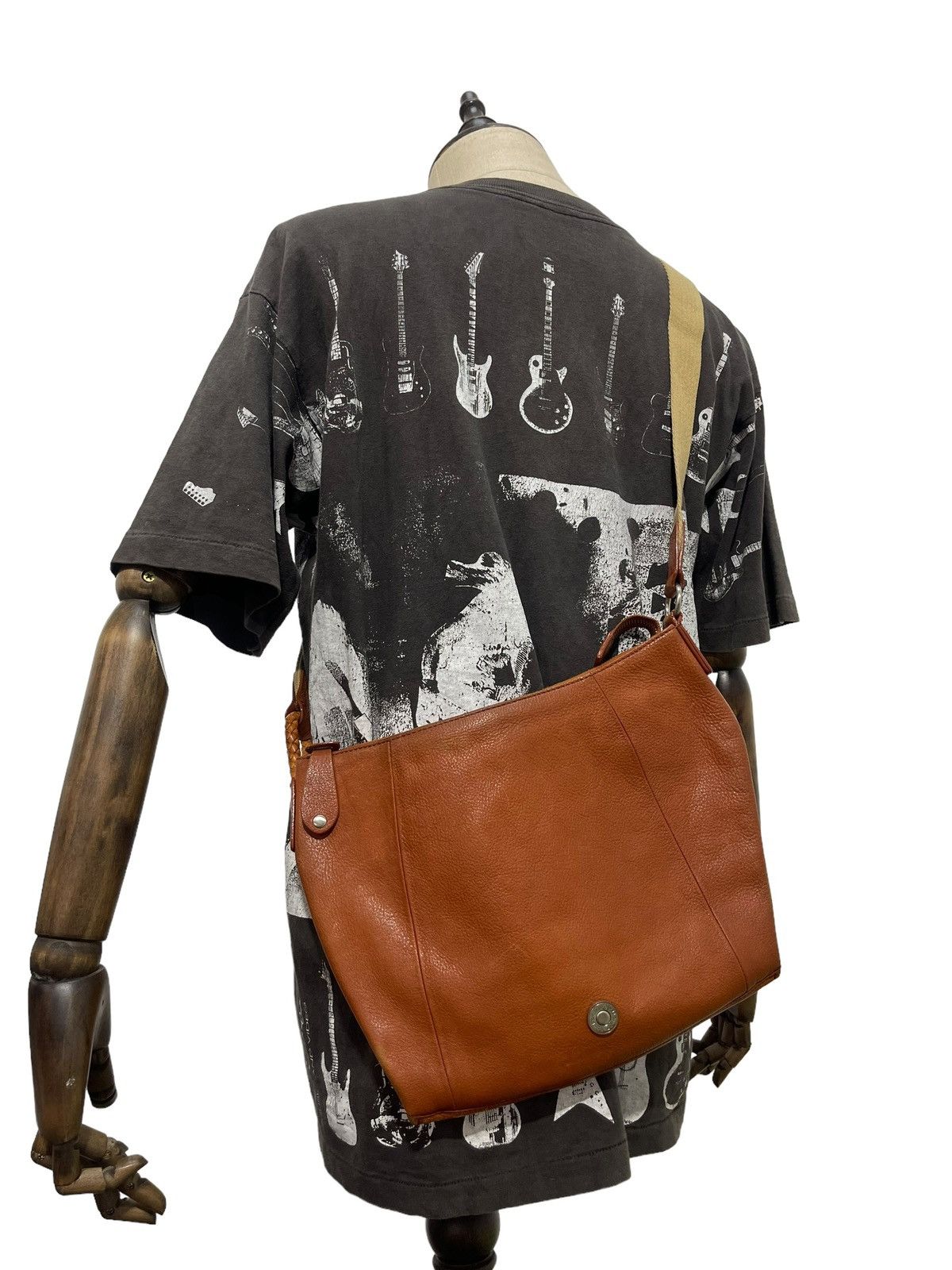 Full Leather Patina Carcru Japan Cross Body Sling Bag 2 in Brown, Men's