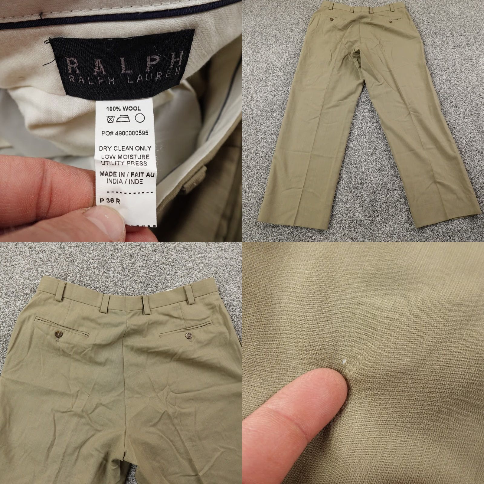 Ralph Lauren VTG Ralph Lauren Pants Mens 36X30 Beige Wool Chino Trouser Slacks Flat Career Dress Pants Vintage Mens Regular Waist 36 Beige Slacks Size US 36 / EU 52 - 8 Thumbnail