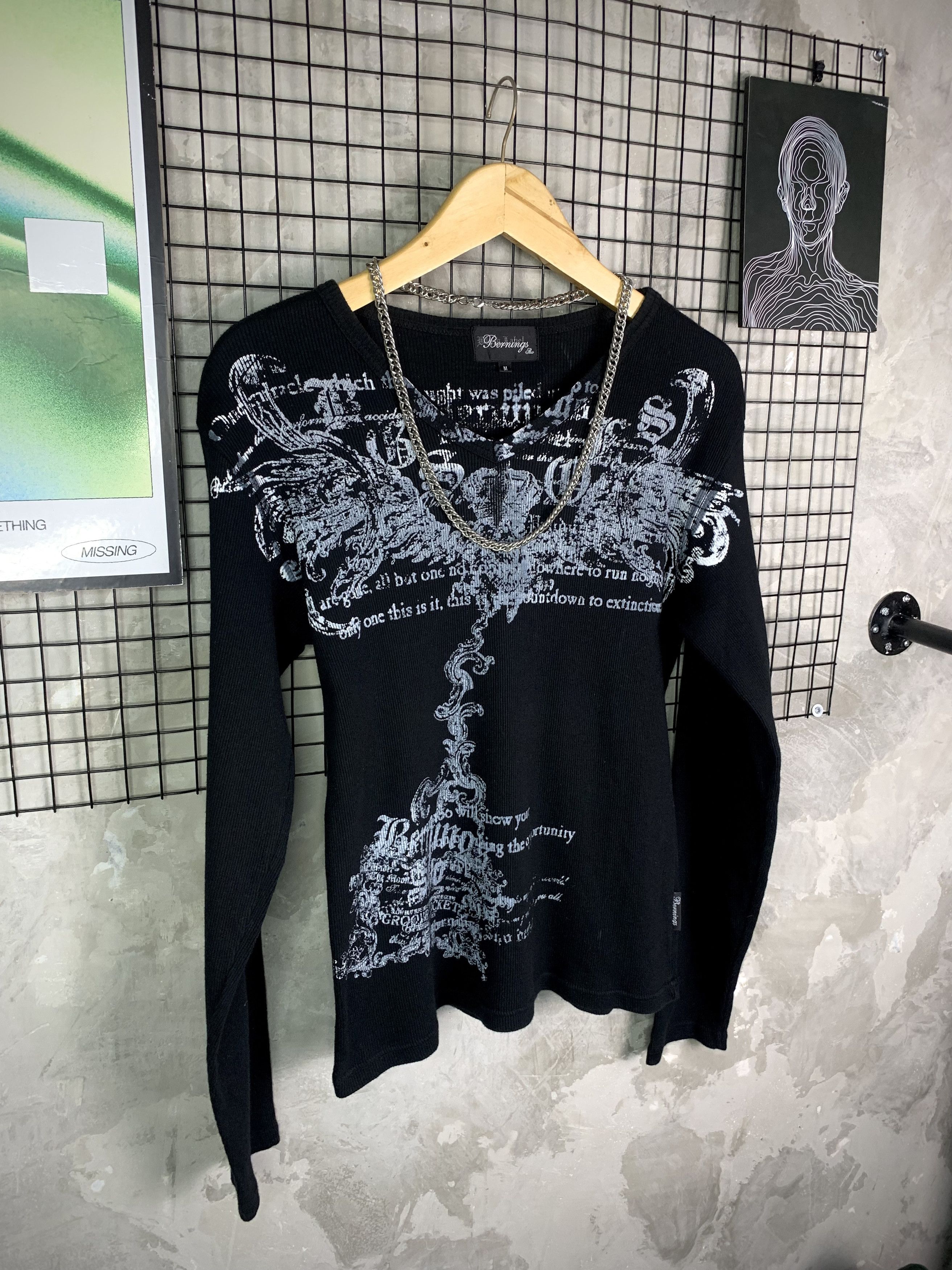 BERNINGS SHO Y2K Bernings Sho Cyber Goth Poem Thermal Long Sleeve Size US M / EU 48-50 / 2 - 4 Thumbnail