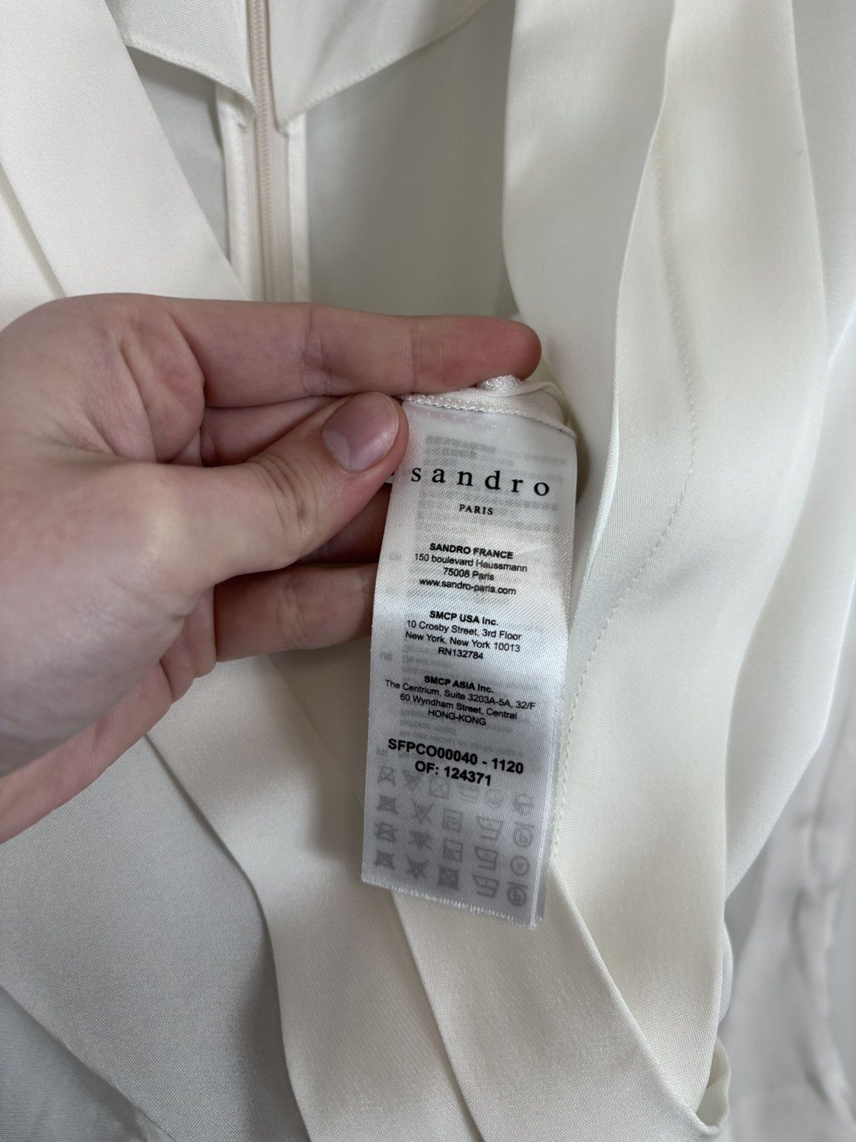 Sandro Sandro NWT Women’s White/Black Viscose Long Sleeve Jumpsuit Size XS / US 0-2 / IT 36-38 - 16 Thumbnail
